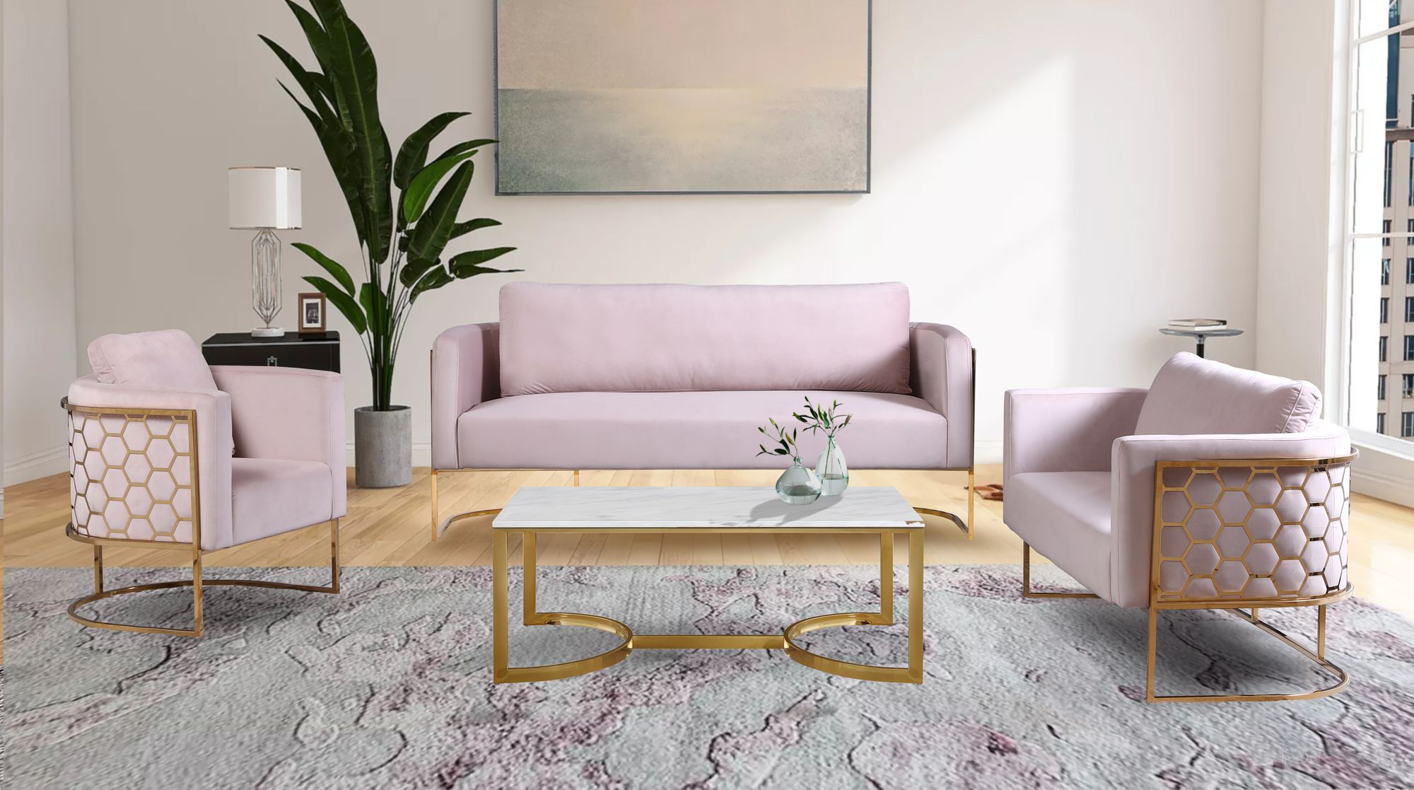 Casa Velvet Sofa with Gold Base