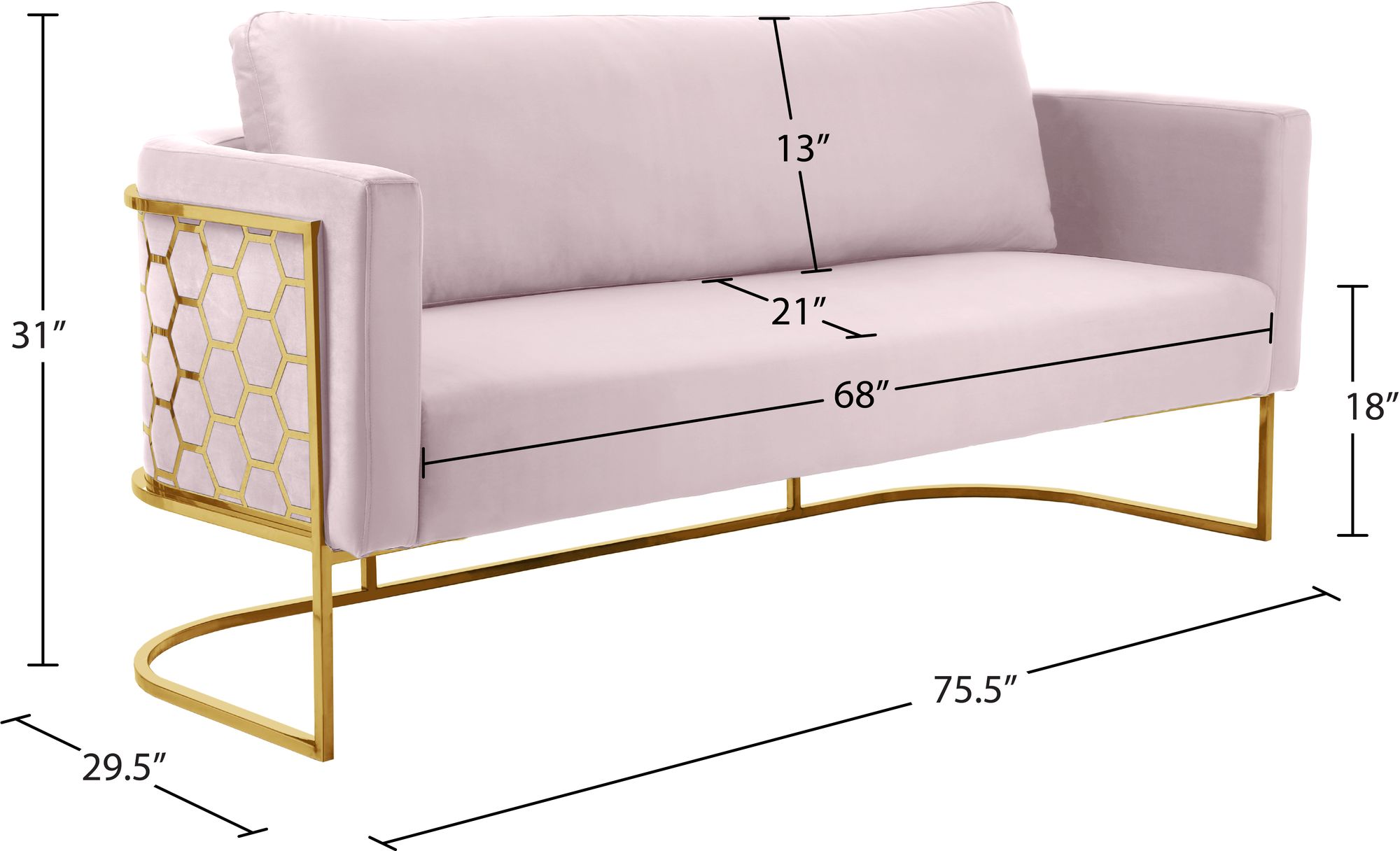 Casa Velvet Sofa with Gold Base