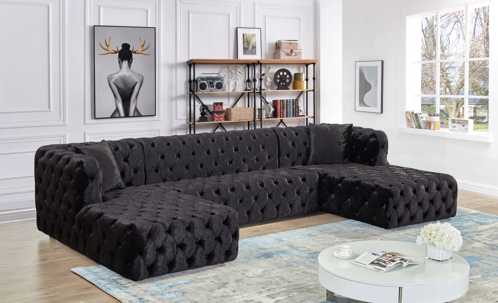 Coco 133" 3-Piece Velvet Sectional