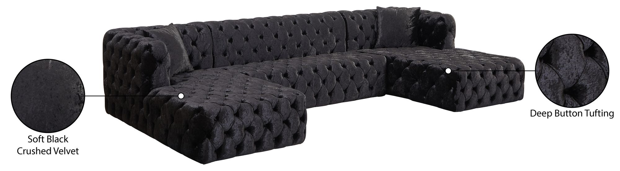 Coco 133" 3-Piece Velvet Sectional