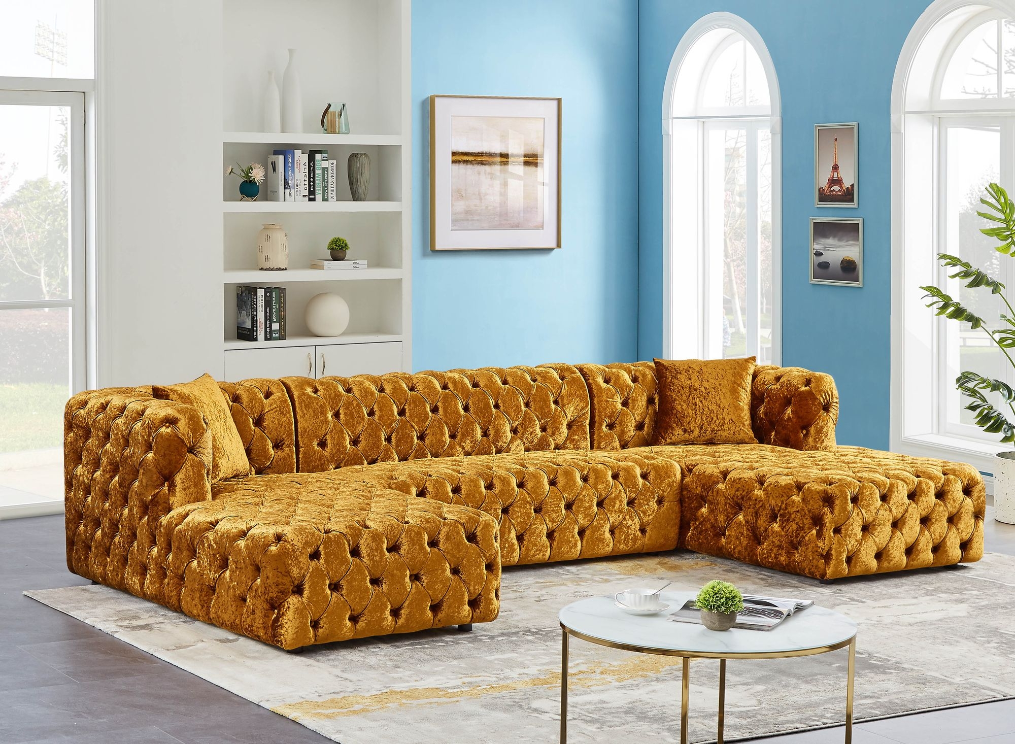 Coco 133" 3-Piece Velvet Sectional