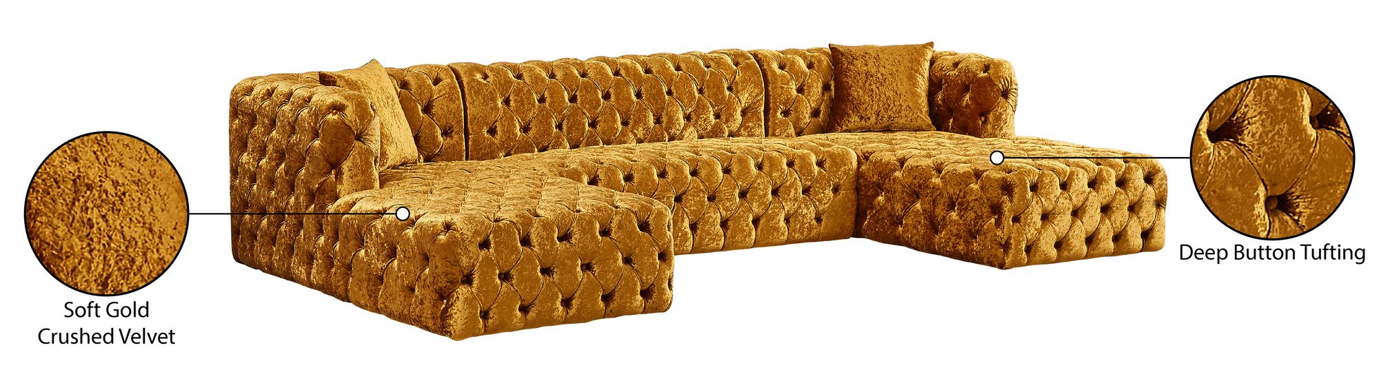 Coco 133" 3-Piece Velvet Sectional