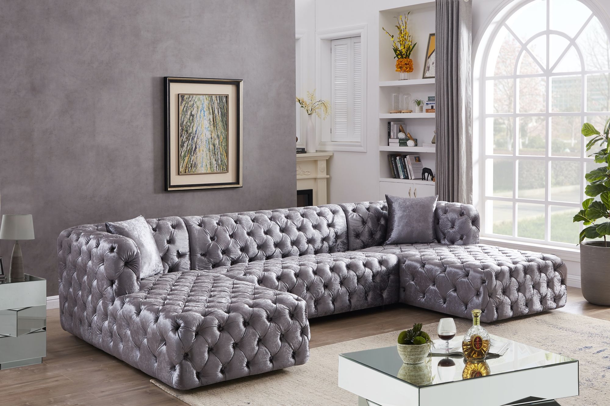 Coco 133" 3-Piece Velvet Sectional