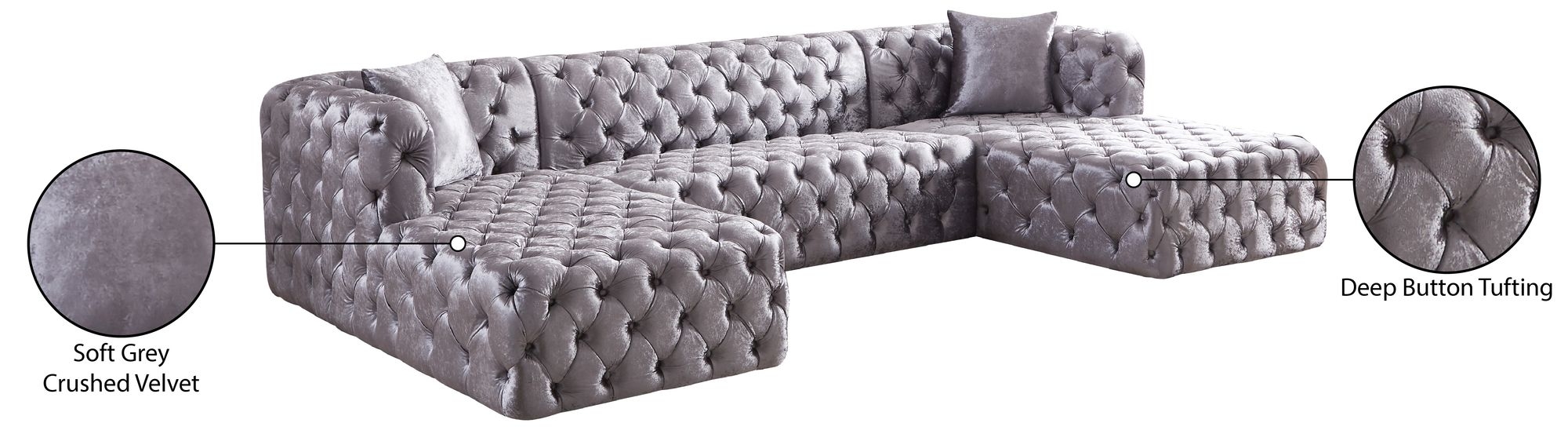 Coco 133" 3-Piece Velvet Sectional