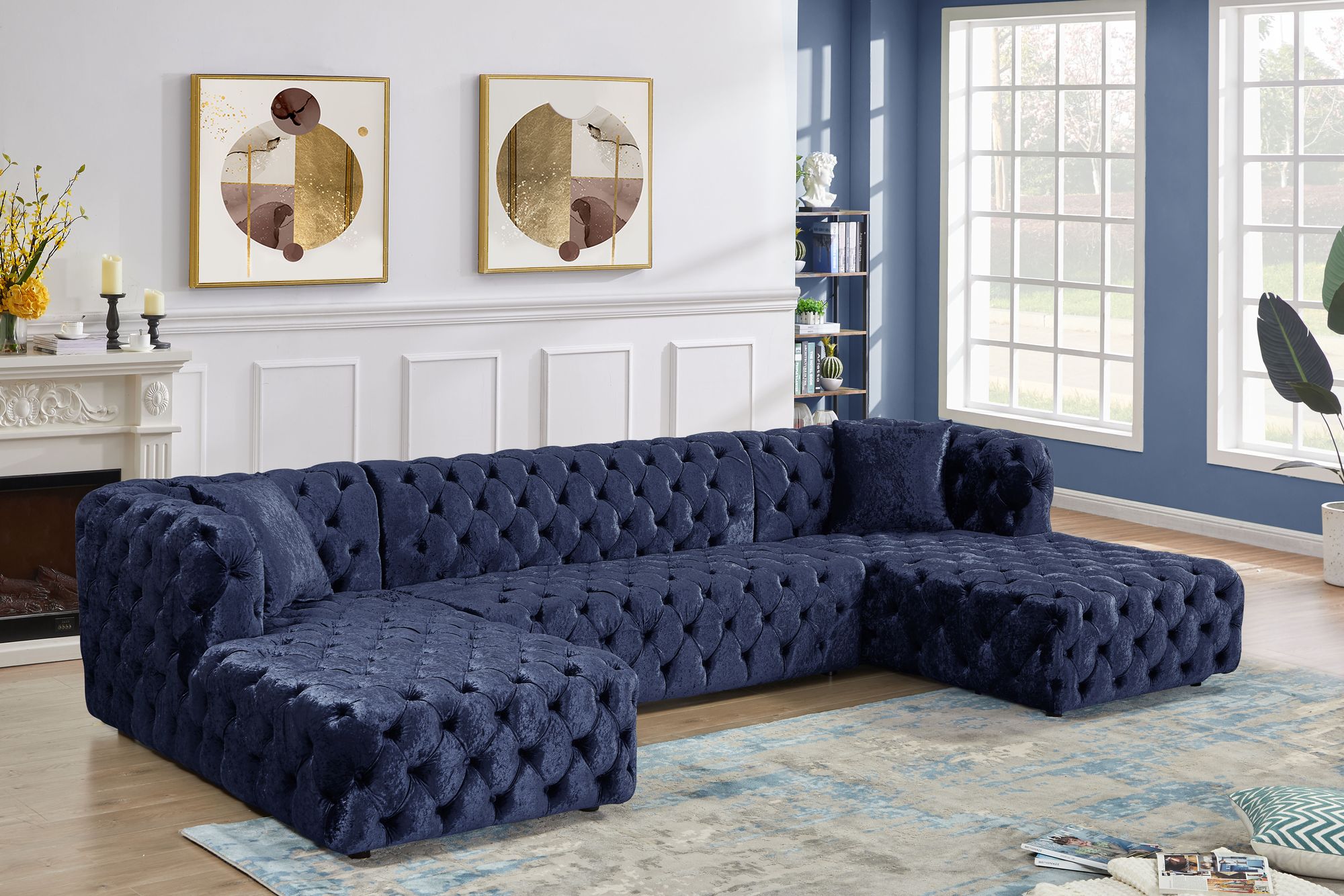 Coco 133" 3-Piece Velvet Sectional