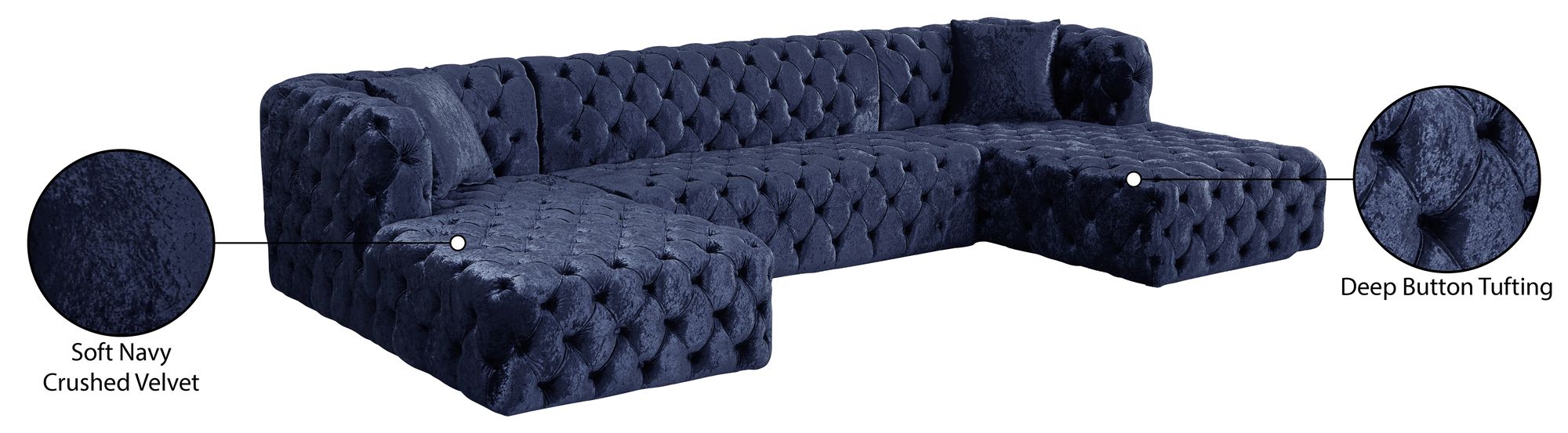 Coco 133" 3-Piece Velvet Sectional