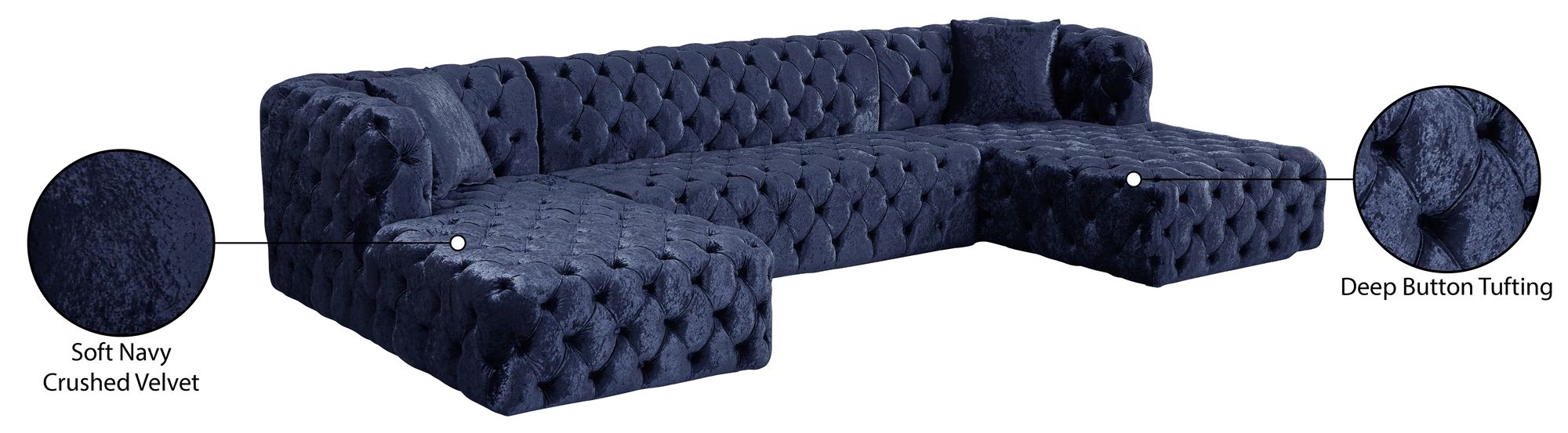 Coco 133" 3-Piece Velvet Sectional
