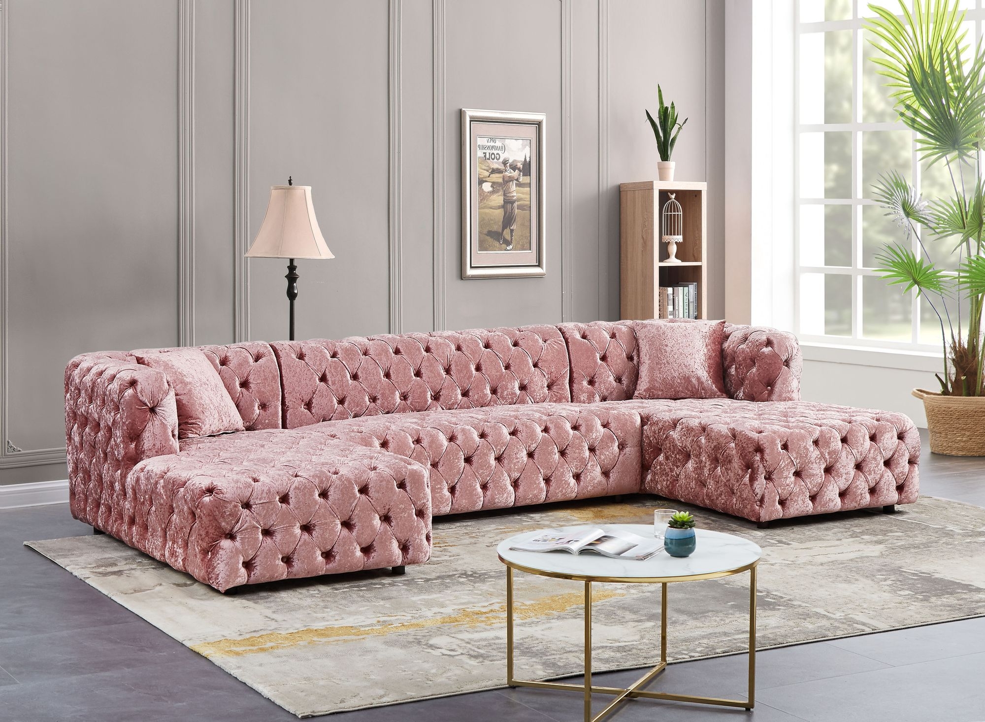 Coco 133" 3-Piece Velvet Sectional