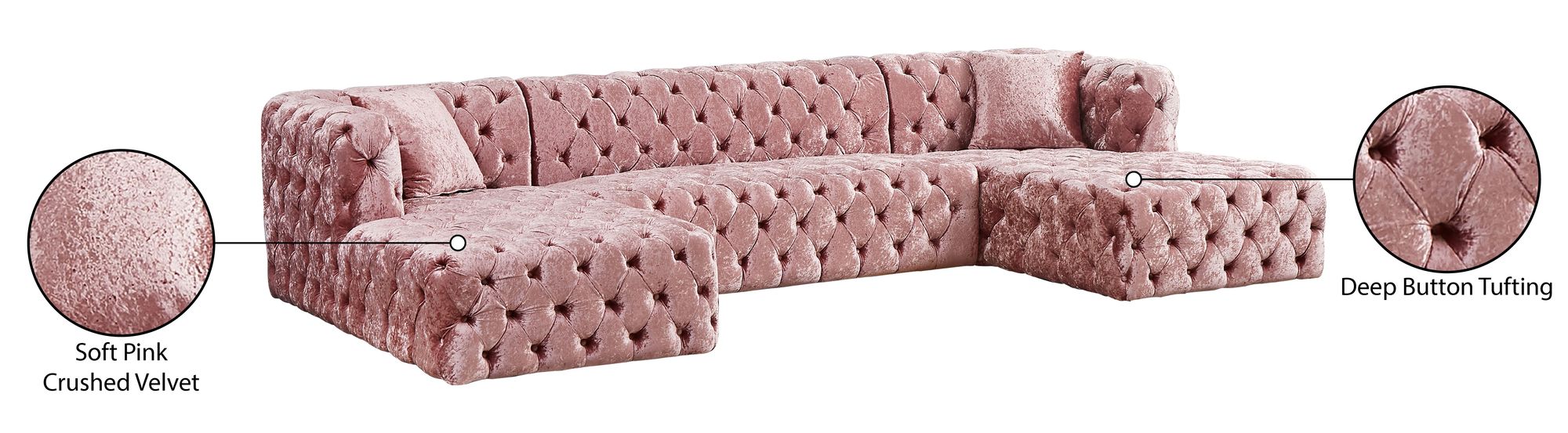 Coco 133" 3-Piece Velvet Sectional