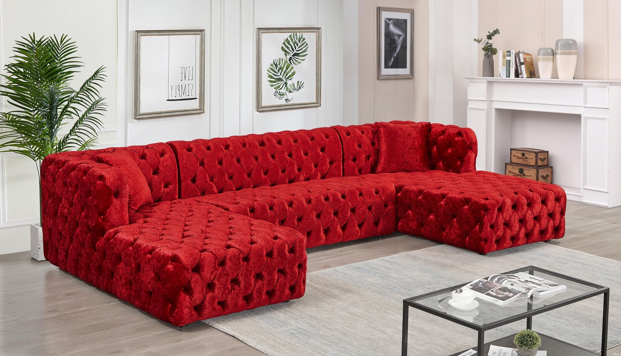 Coco 133" 3-Piece Velvet Sectional
