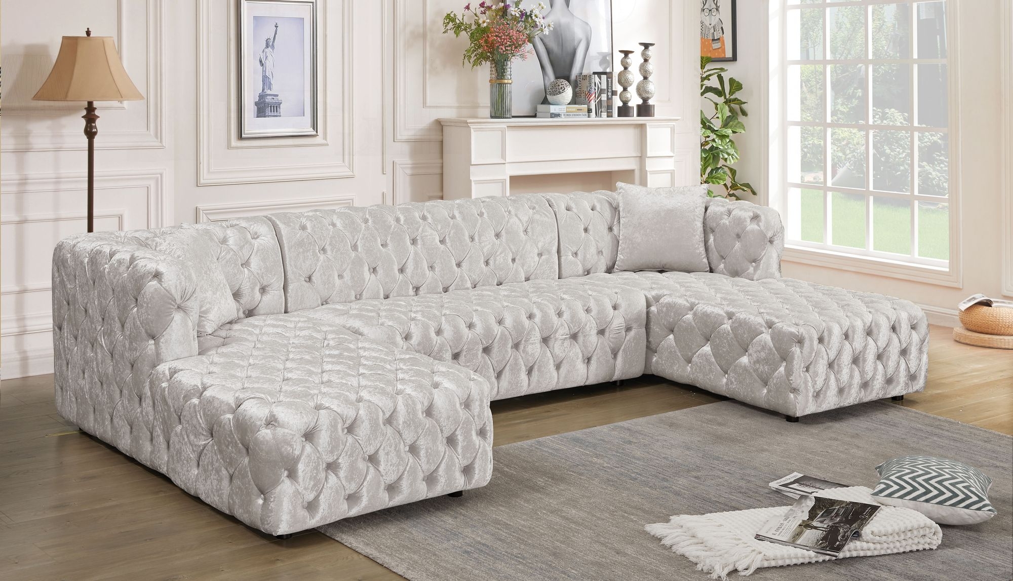 Coco 133" 3-Piece Velvet Sectional
