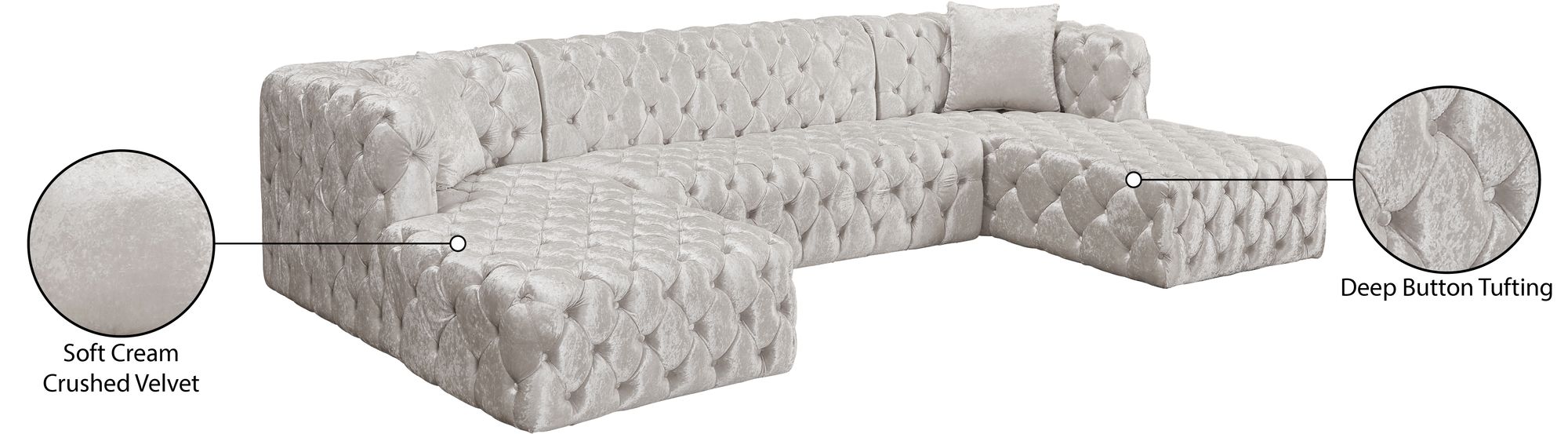 Coco 133" 3-Piece Velvet Sectional