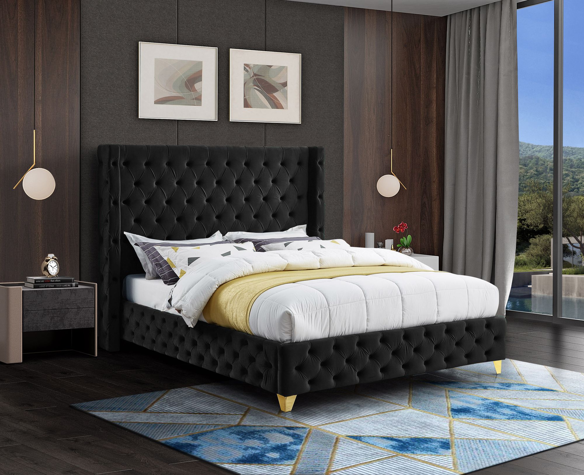 Savan Velvet King Size Bed