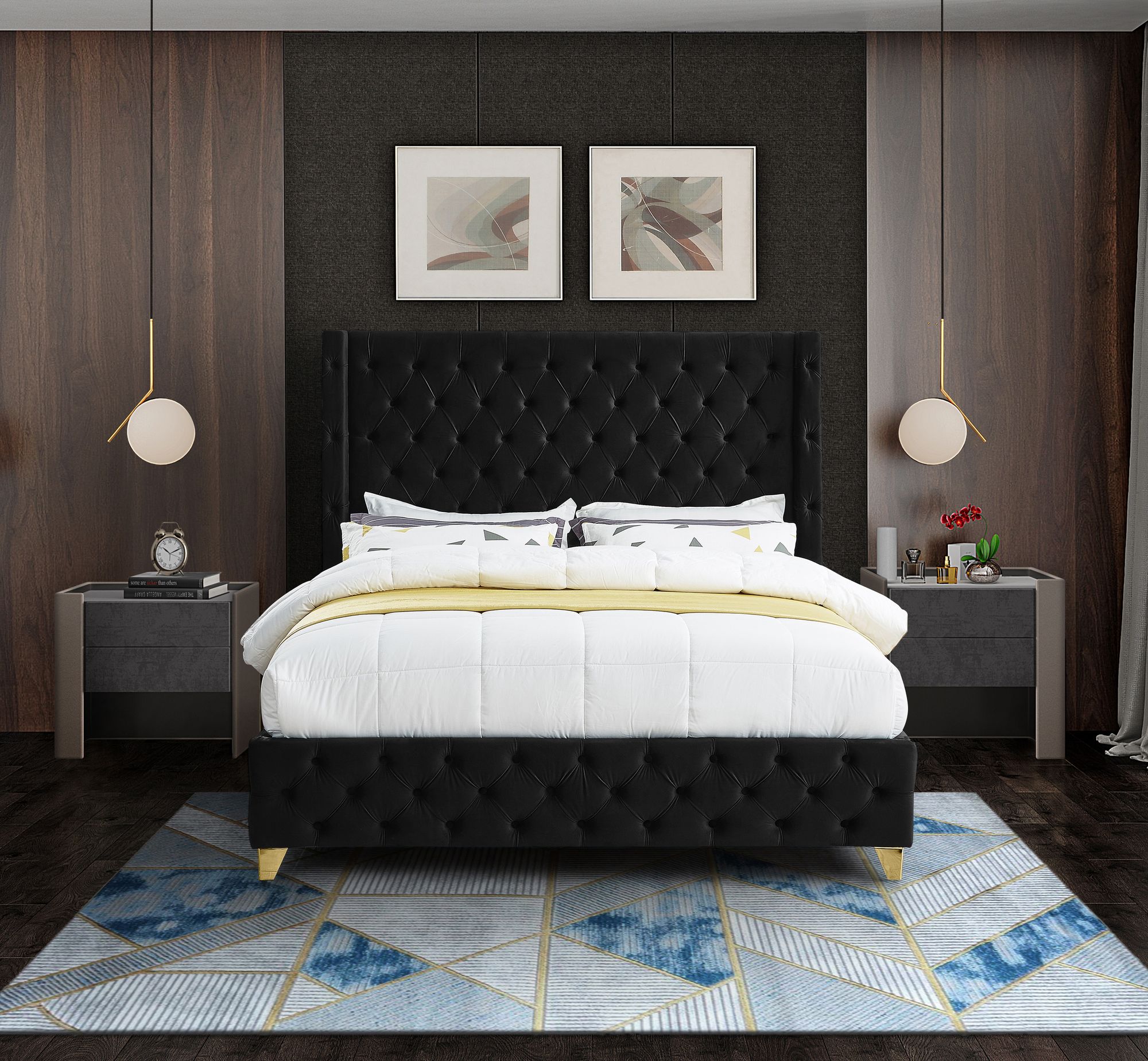 Savan Velvet King Size Bed