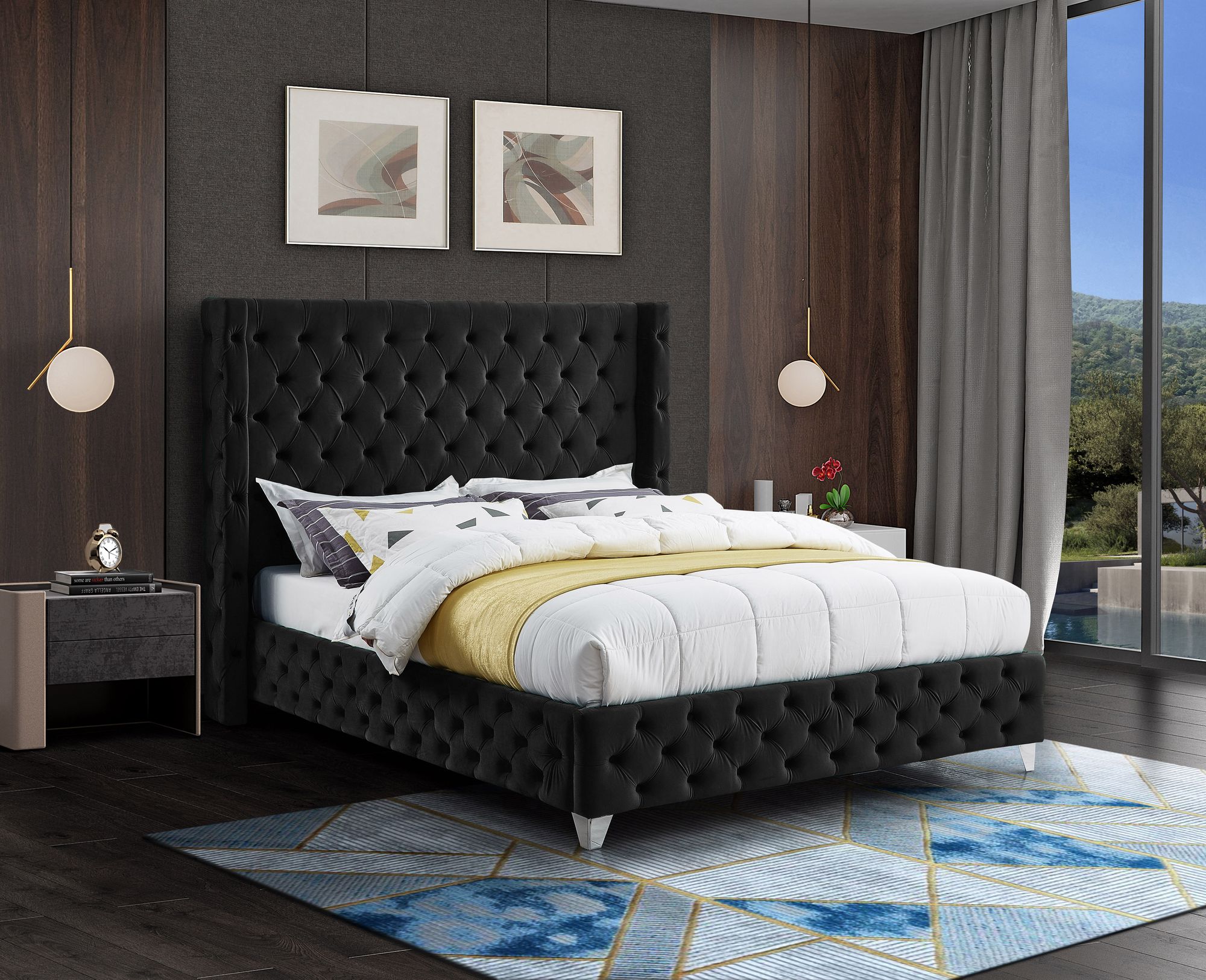 Savan Velvet Queen Size Bed
