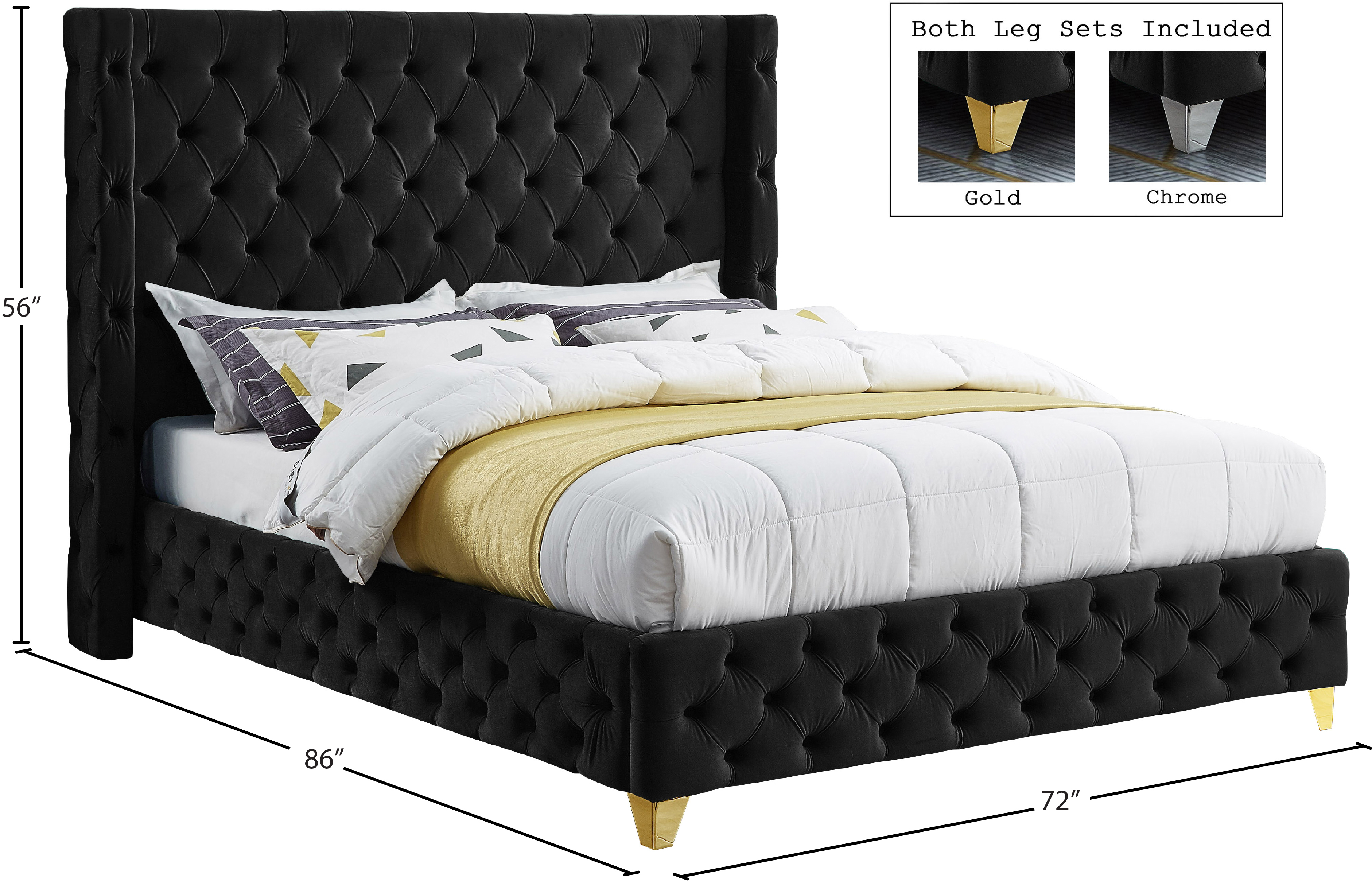 Savan Velvet Queen Size Bed