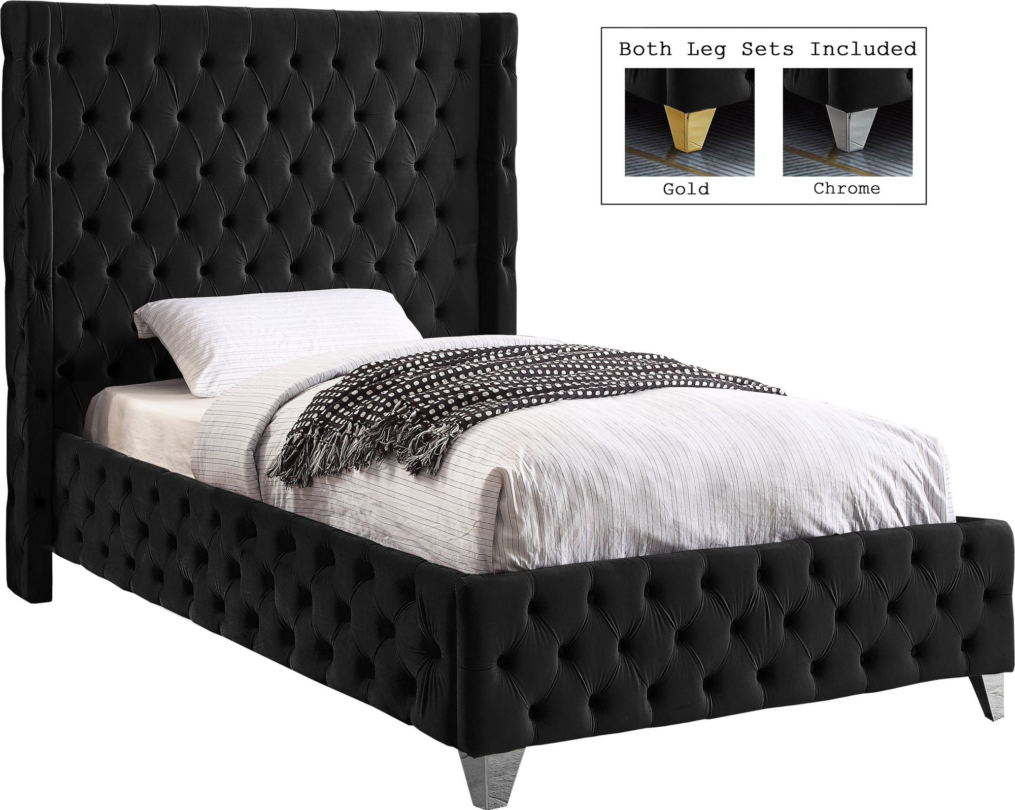 Savan Velvet Twin Size Bed