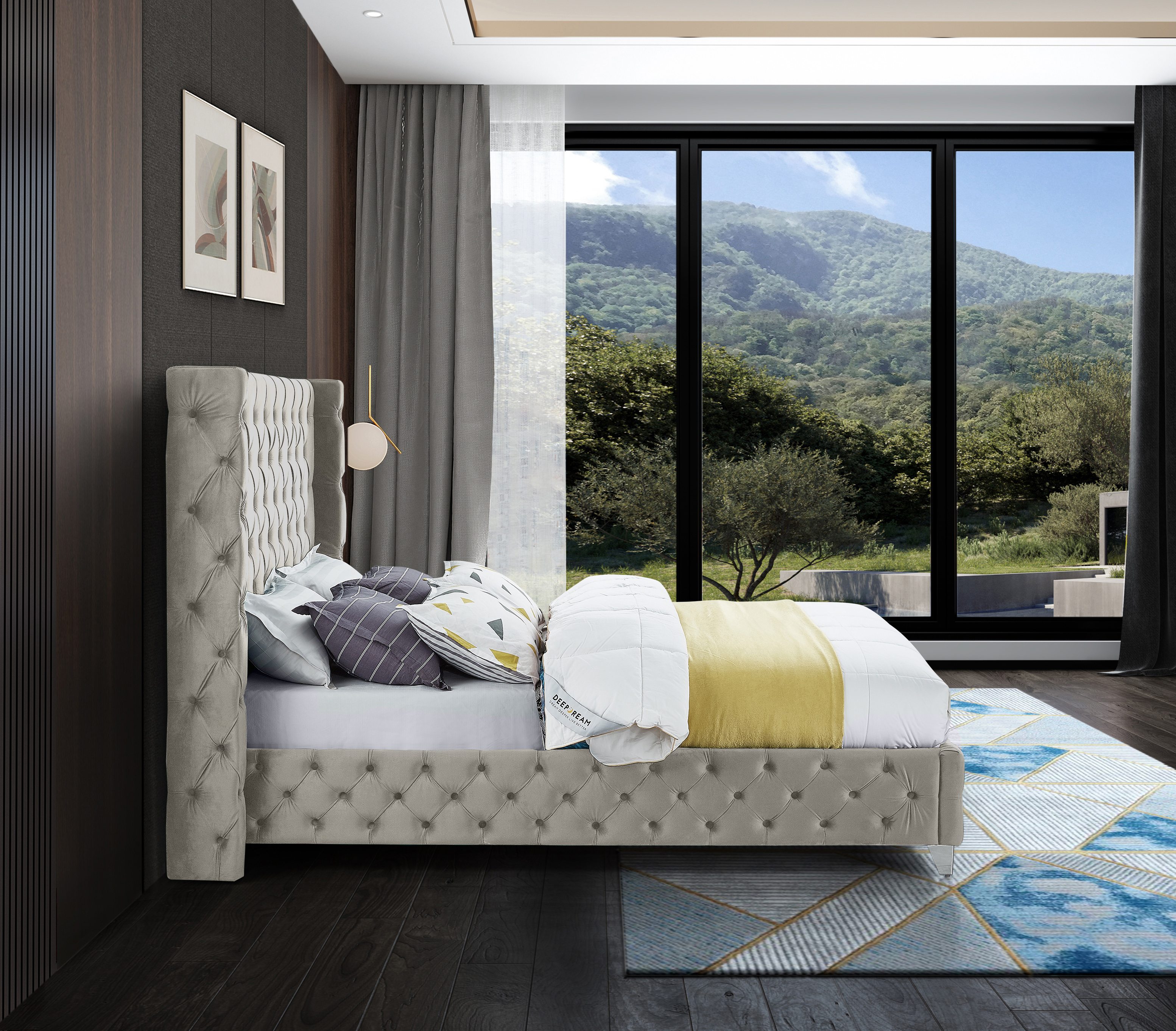 Savan Velvet King Size Bed