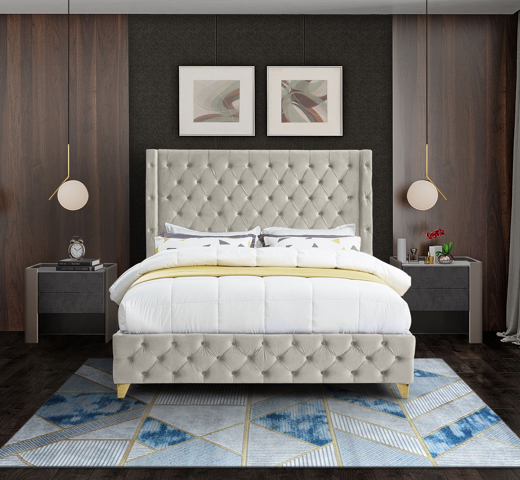 Savan Velvet Queen Size Bed