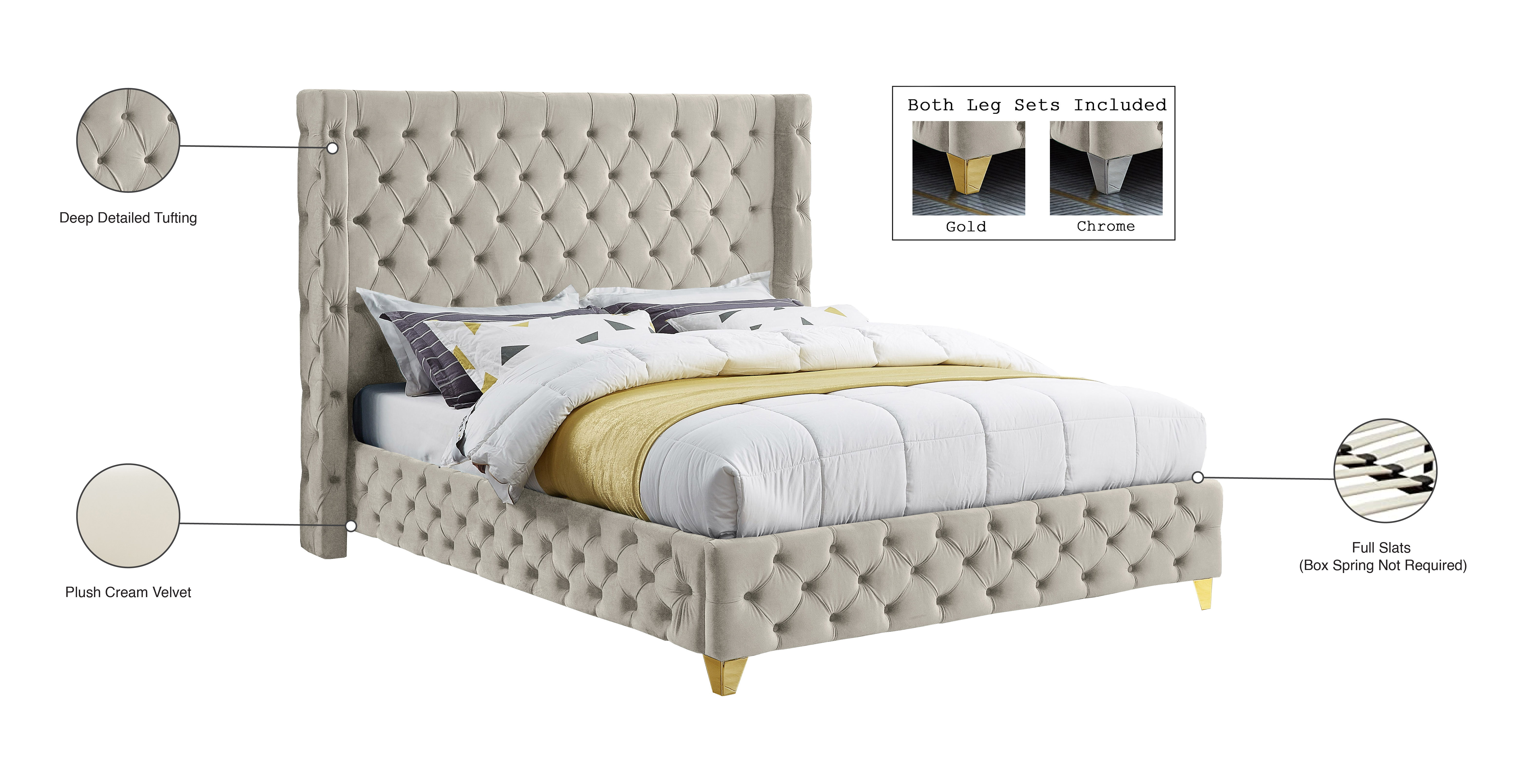 Savan Velvet Queen Size Bed