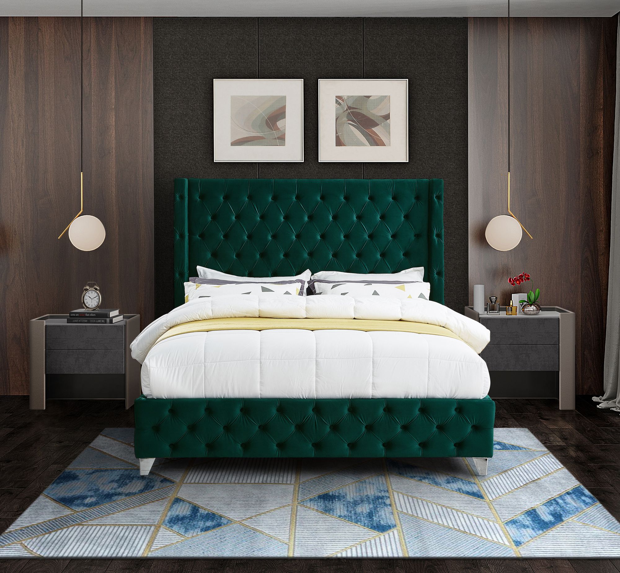 Savan Velvet King Size Bed