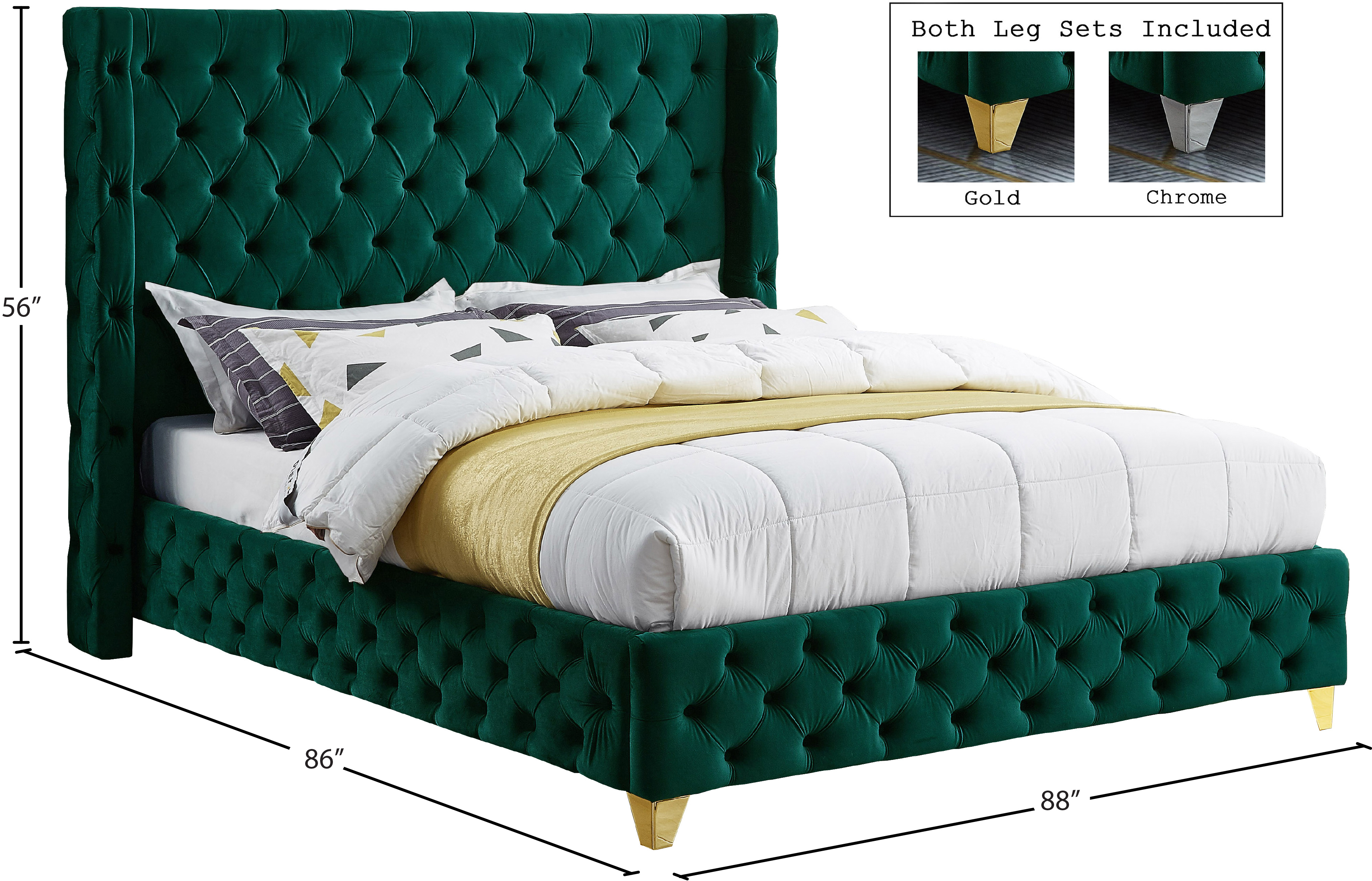 Savan Velvet King Size Bed