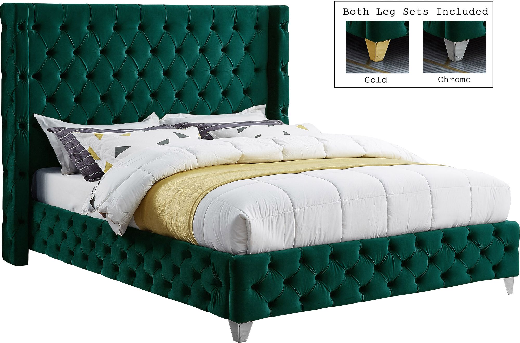 Savan Velvet Queen Size Bed