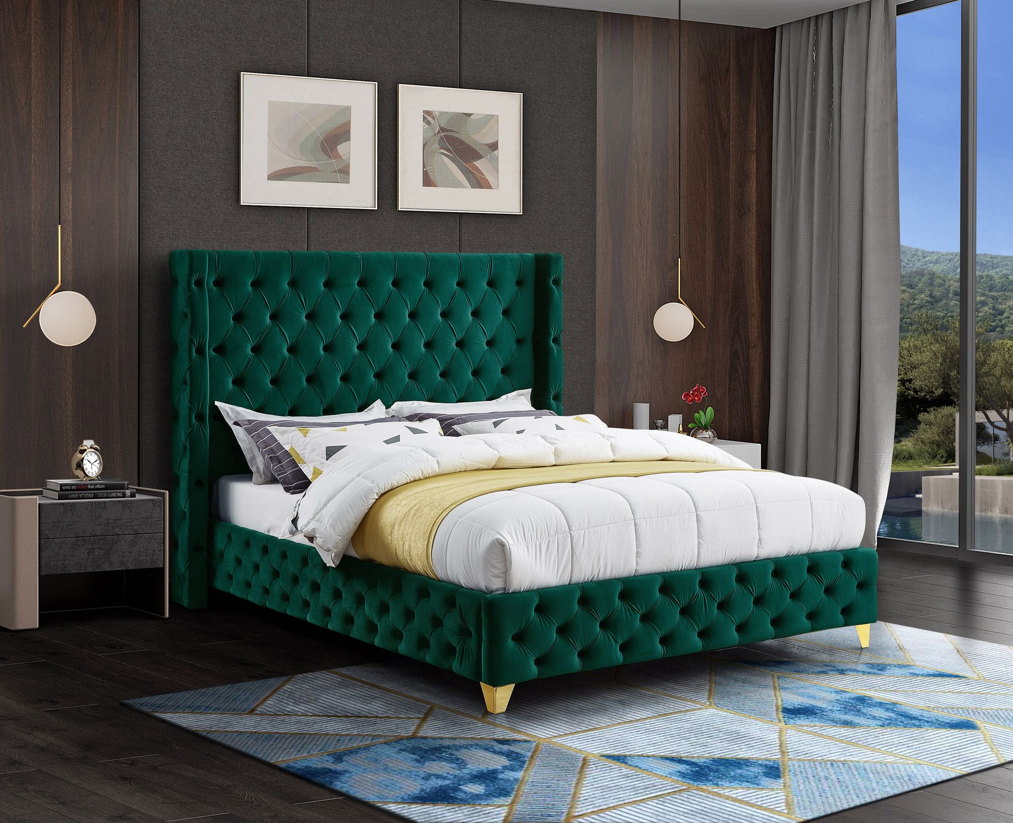 Savan Velvet Queen Size Bed