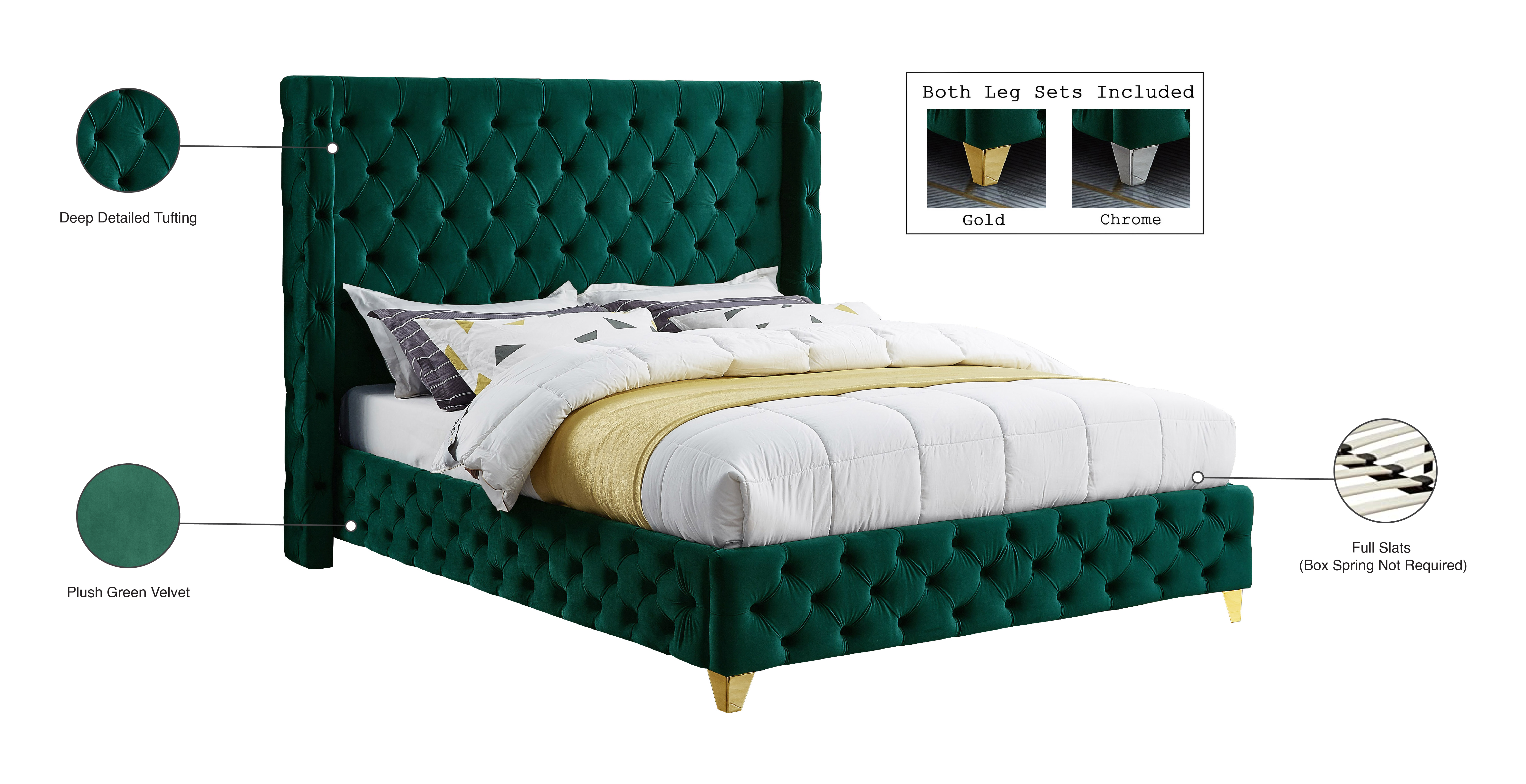 Savan Velvet Queen Size Bed