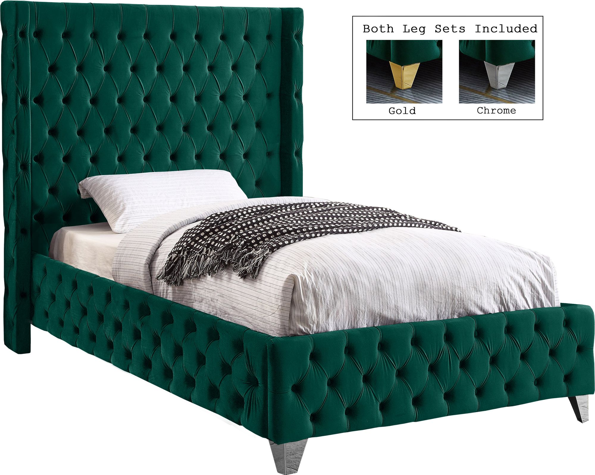 Savan Velvet Twin Size Bed