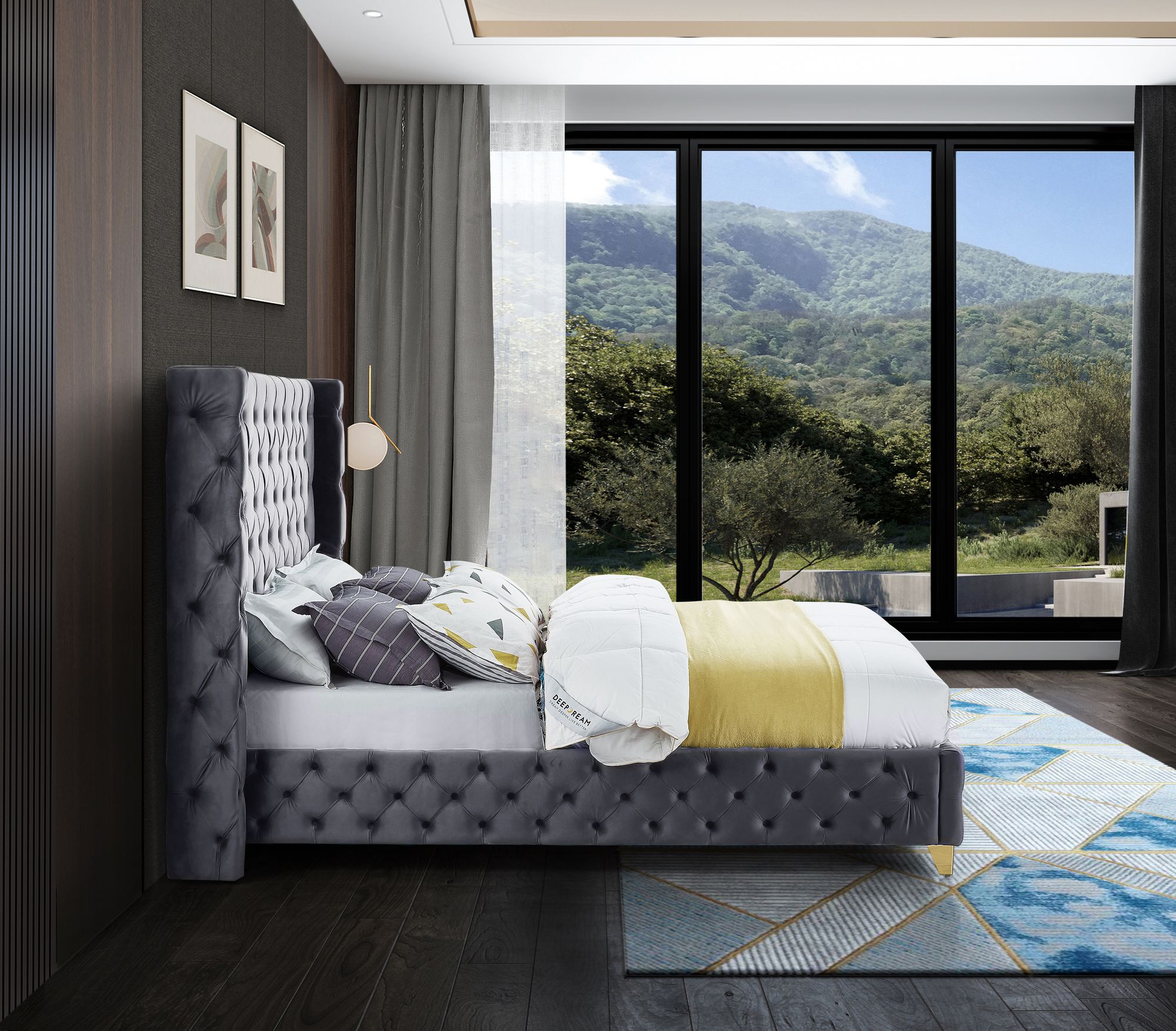 Savan Velvet King Size Bed