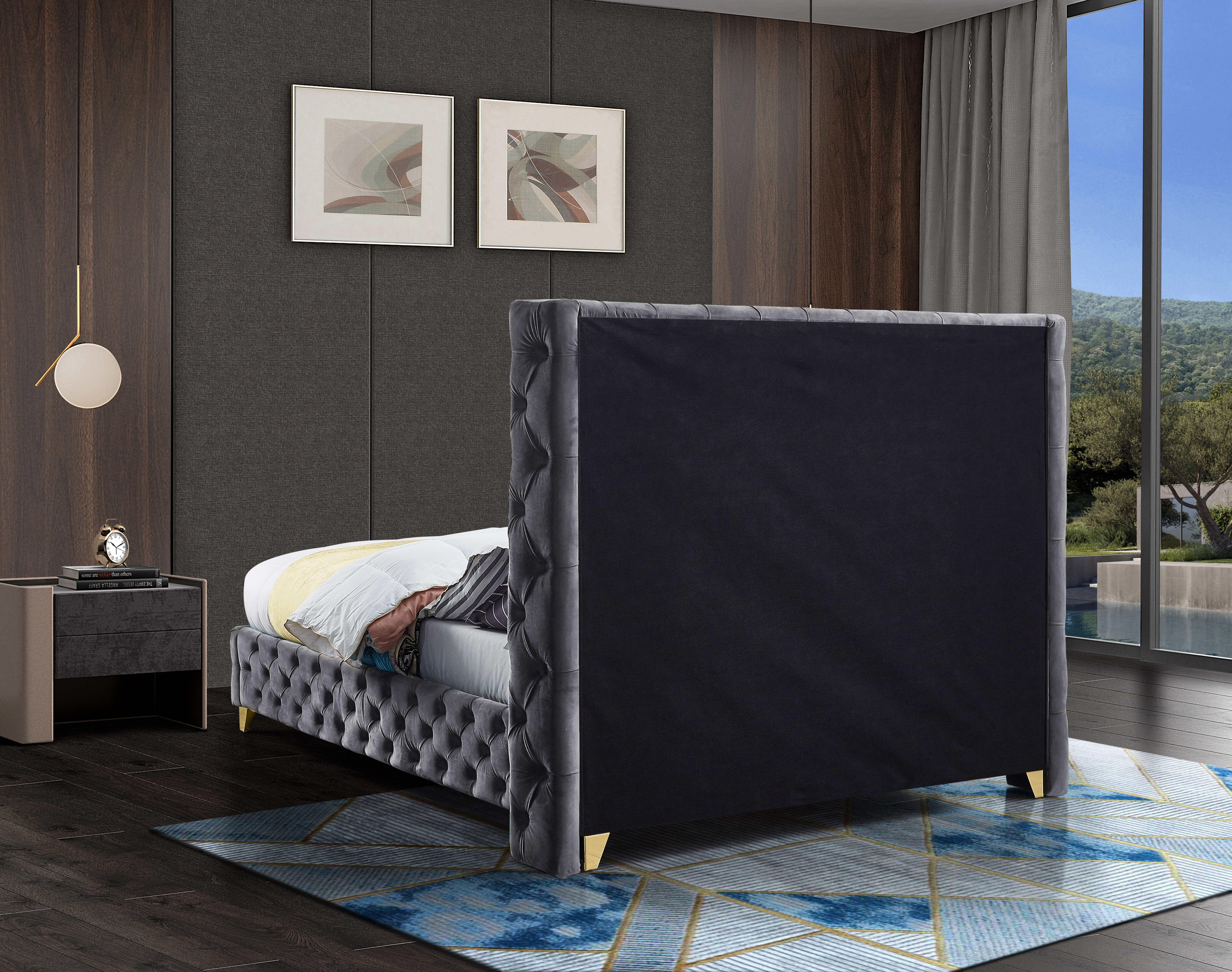 Savan Velvet King Size Bed