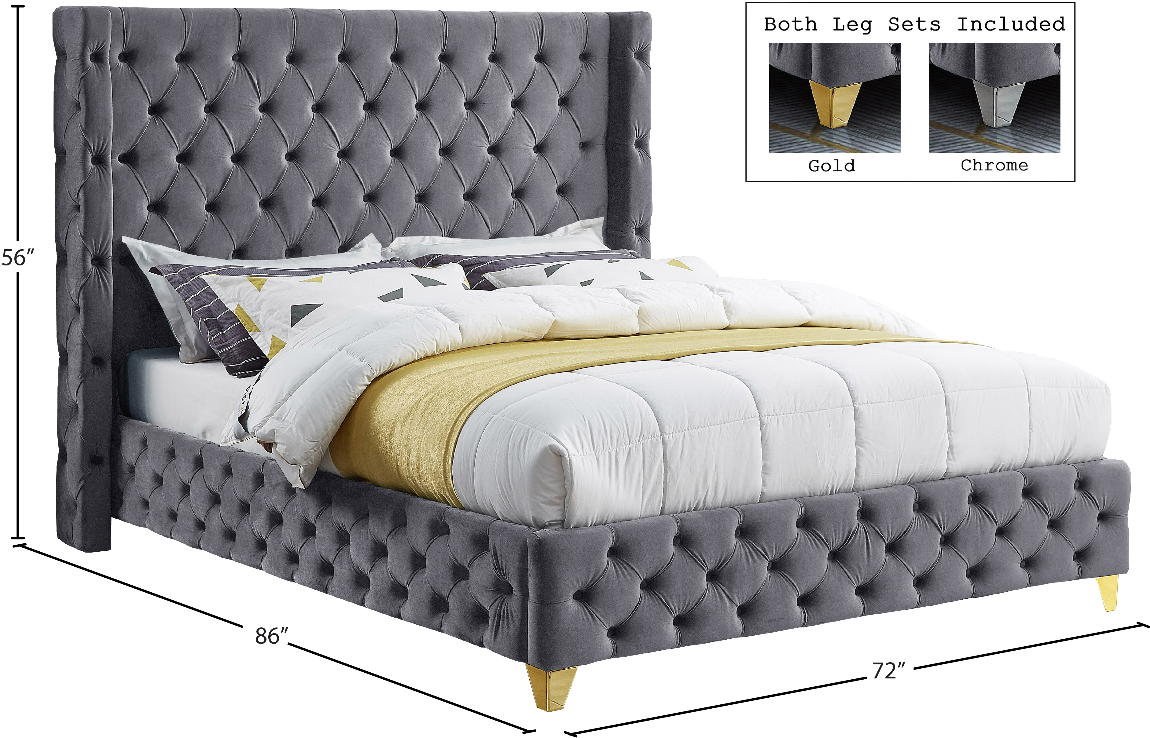 Savan Velvet Queen Size Bed