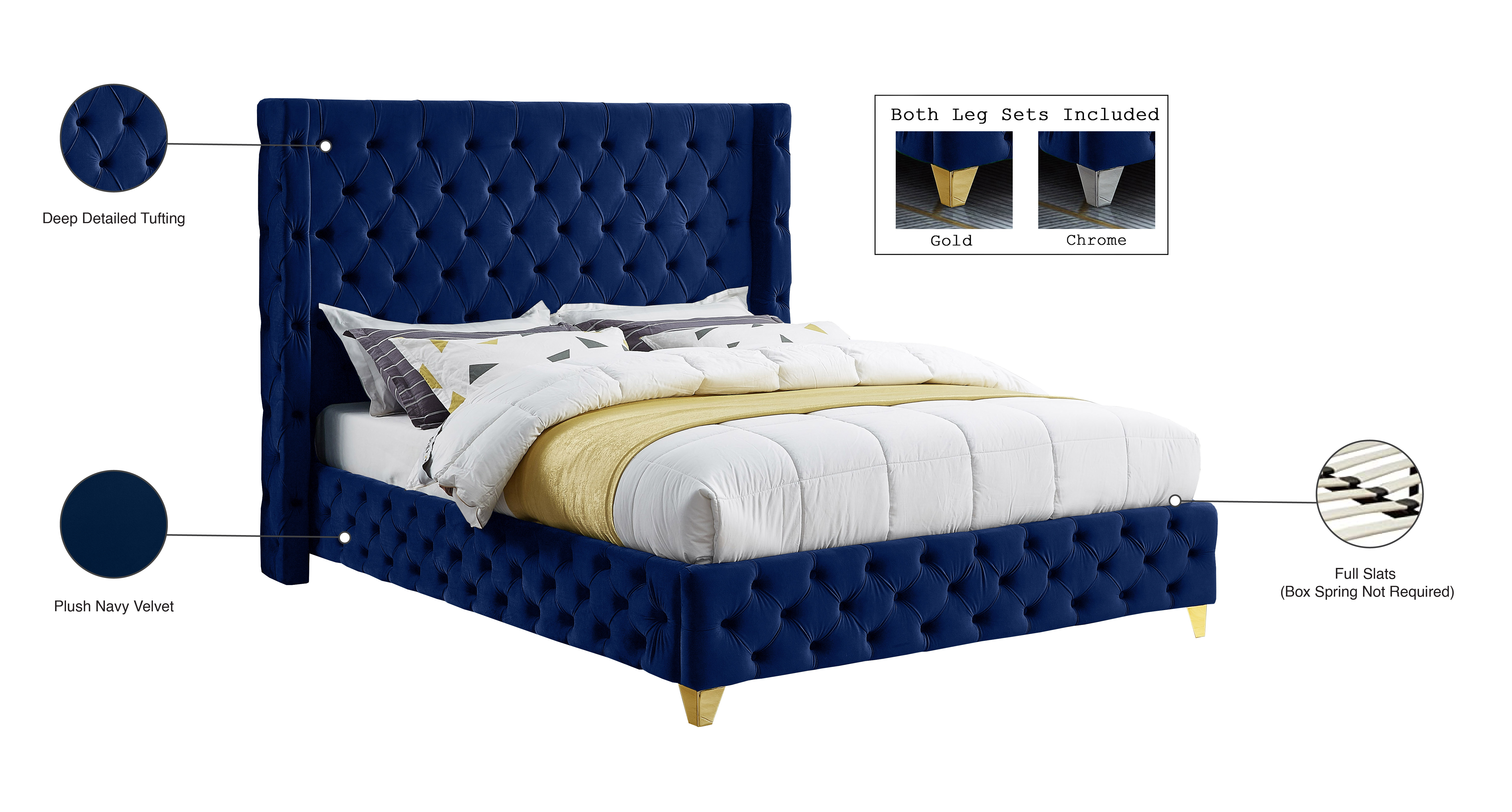 Savan Velvet King Size Bed
