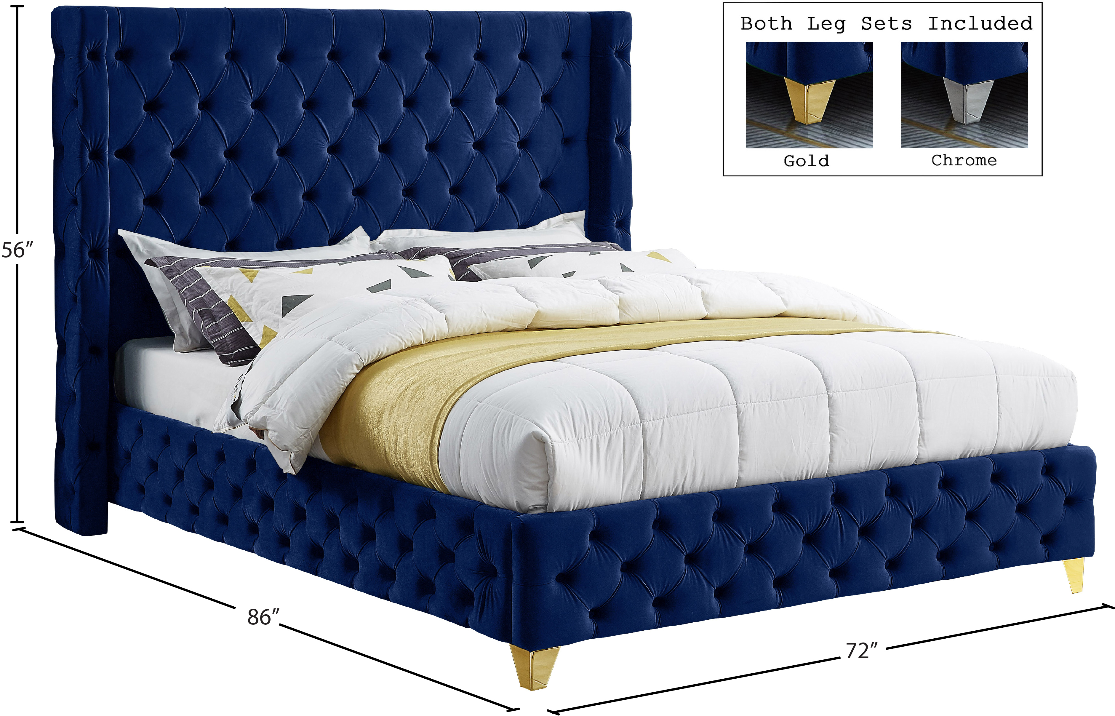 Savan Velvet Queen Size Bed