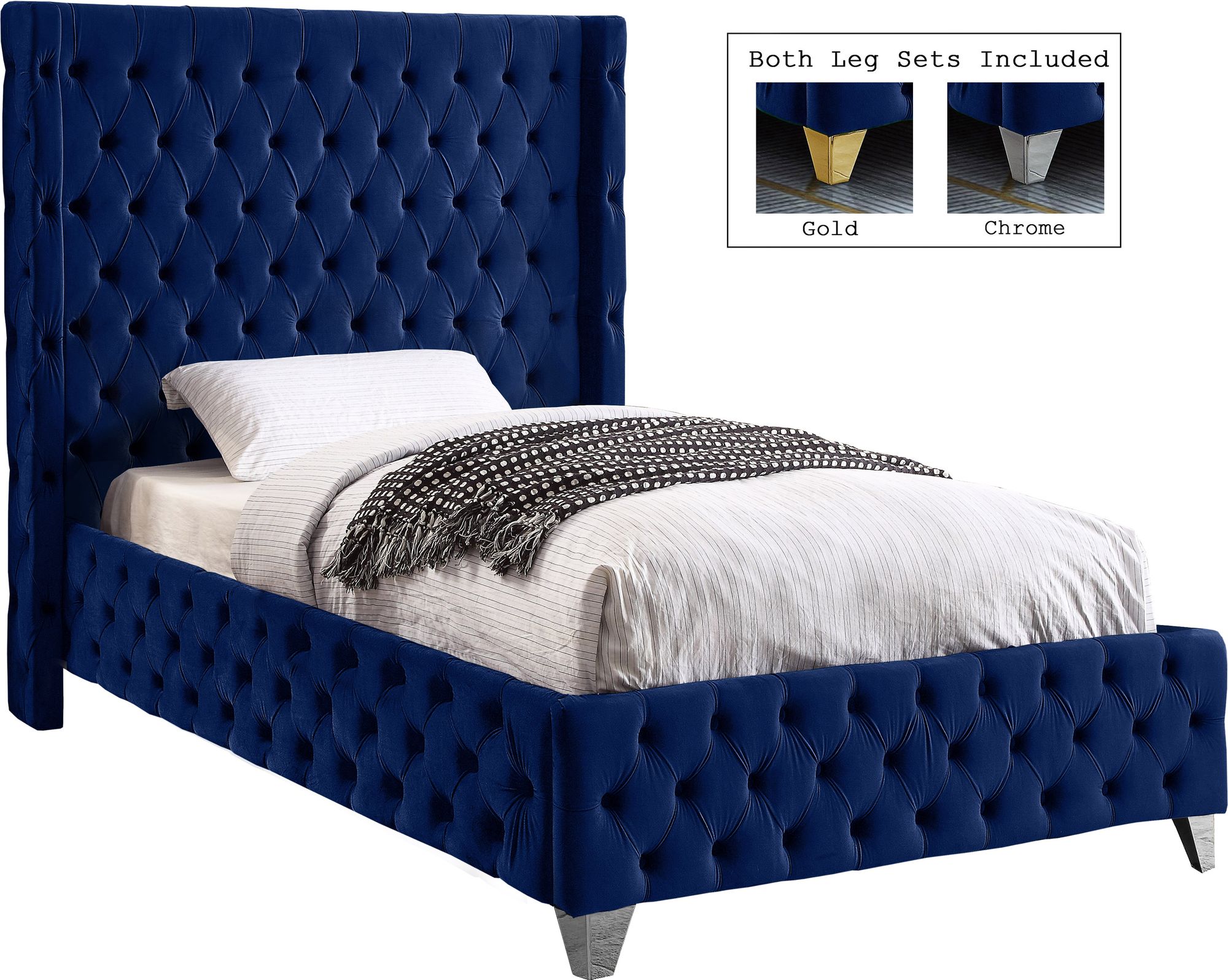 Savan Velvet Twin Size Bed