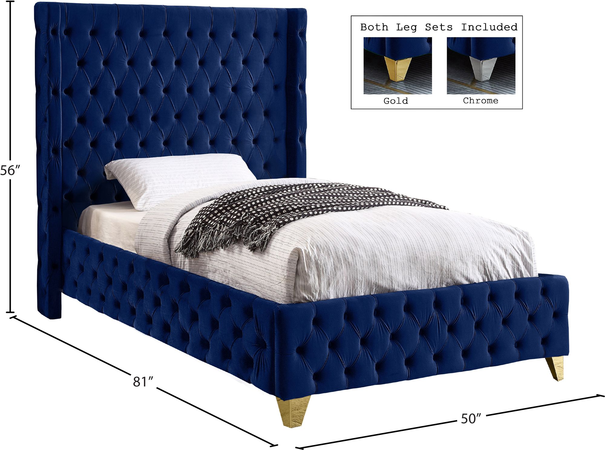 Savan Velvet Twin Size Bed