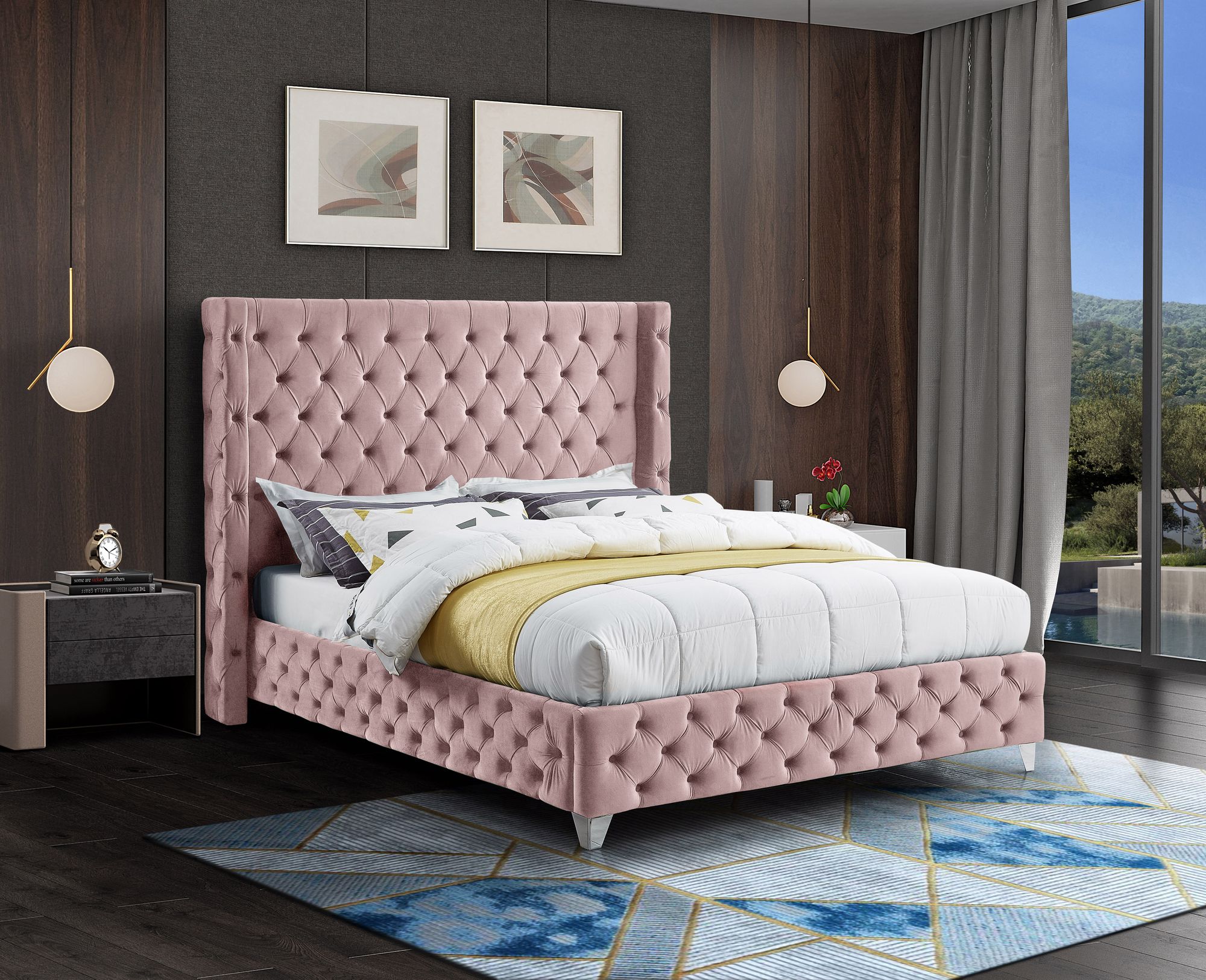 Savan Velvet King Size Bed