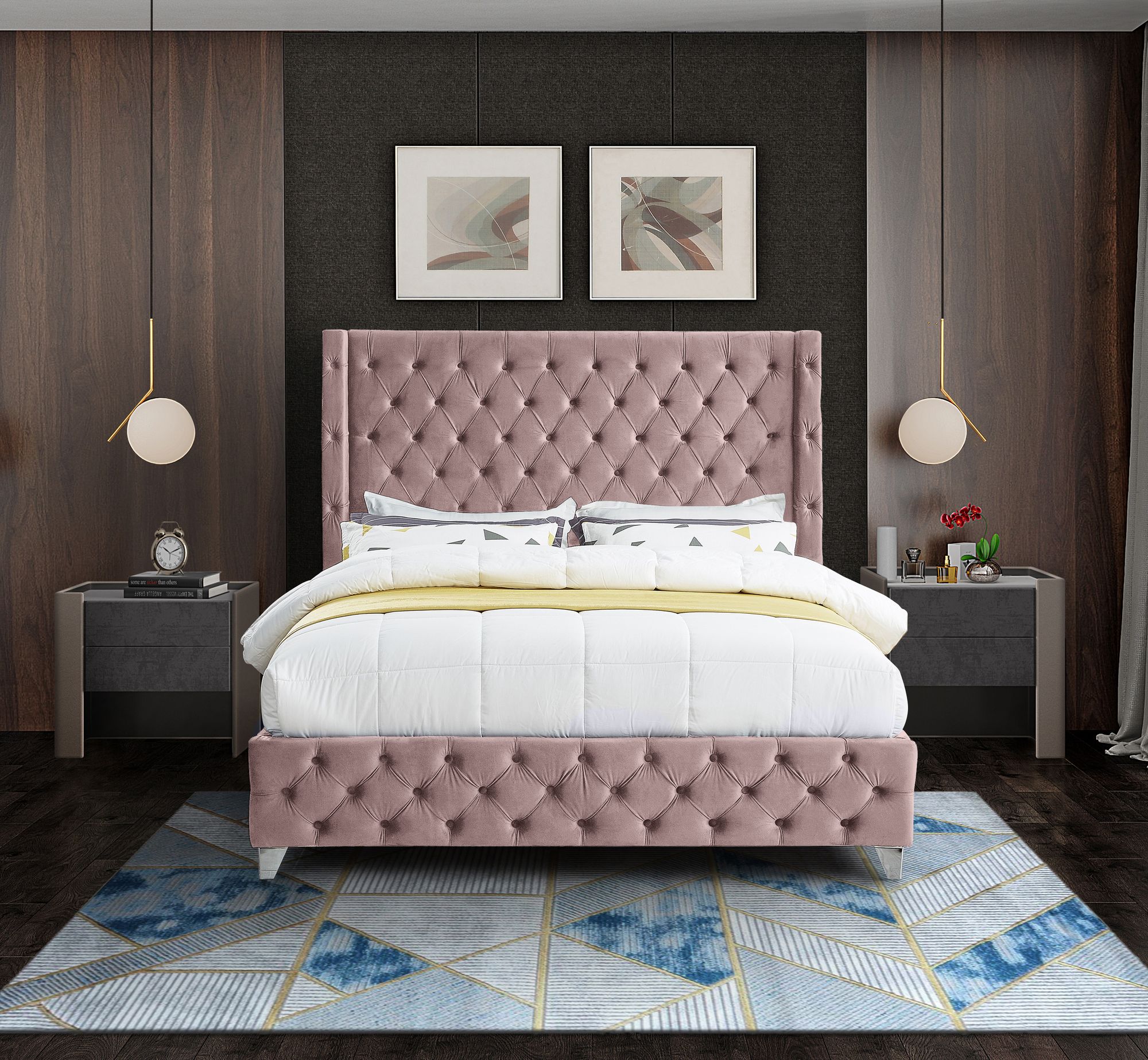Savan Velvet King Size Bed