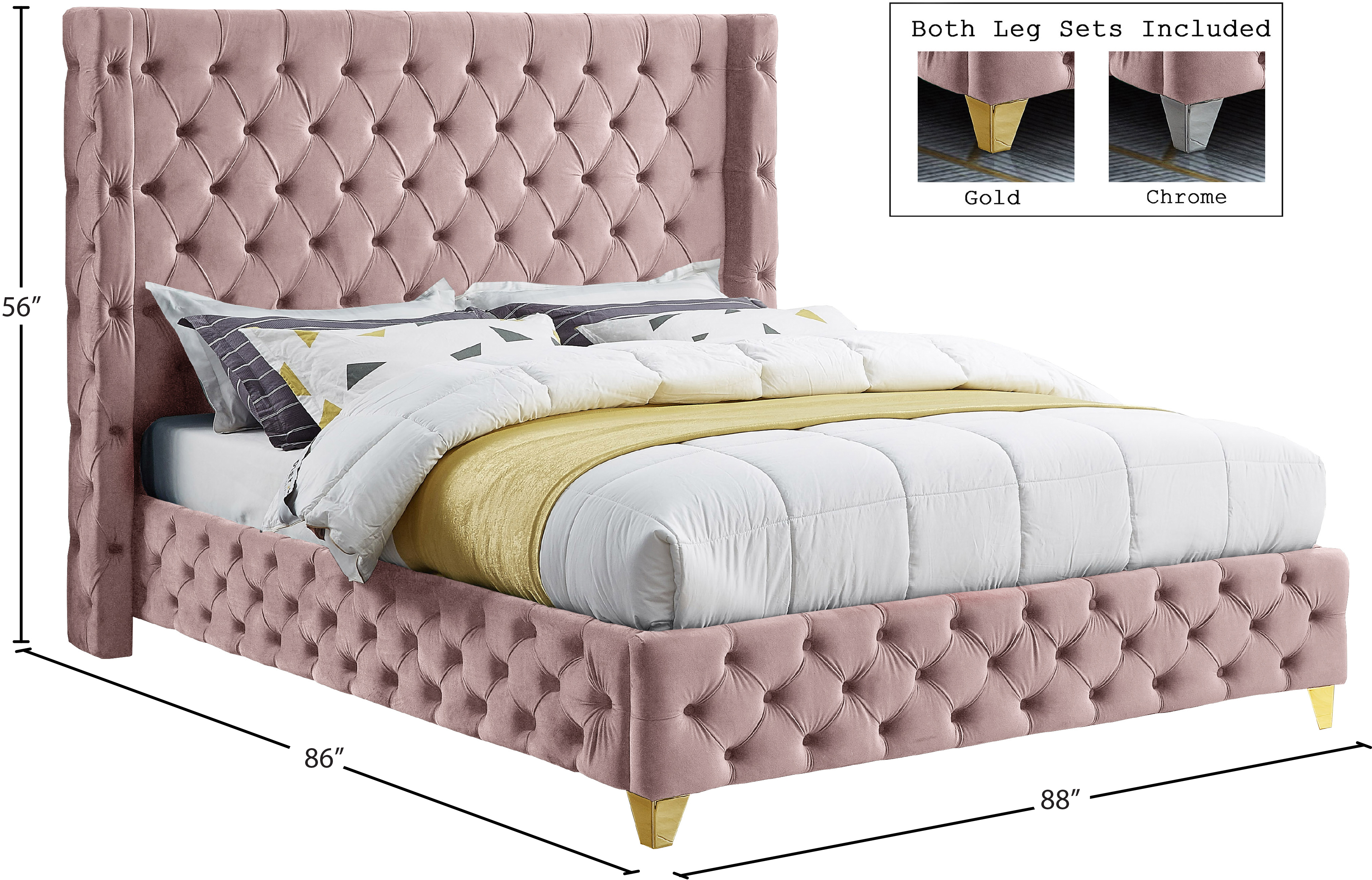 Savan Velvet King Size Bed
