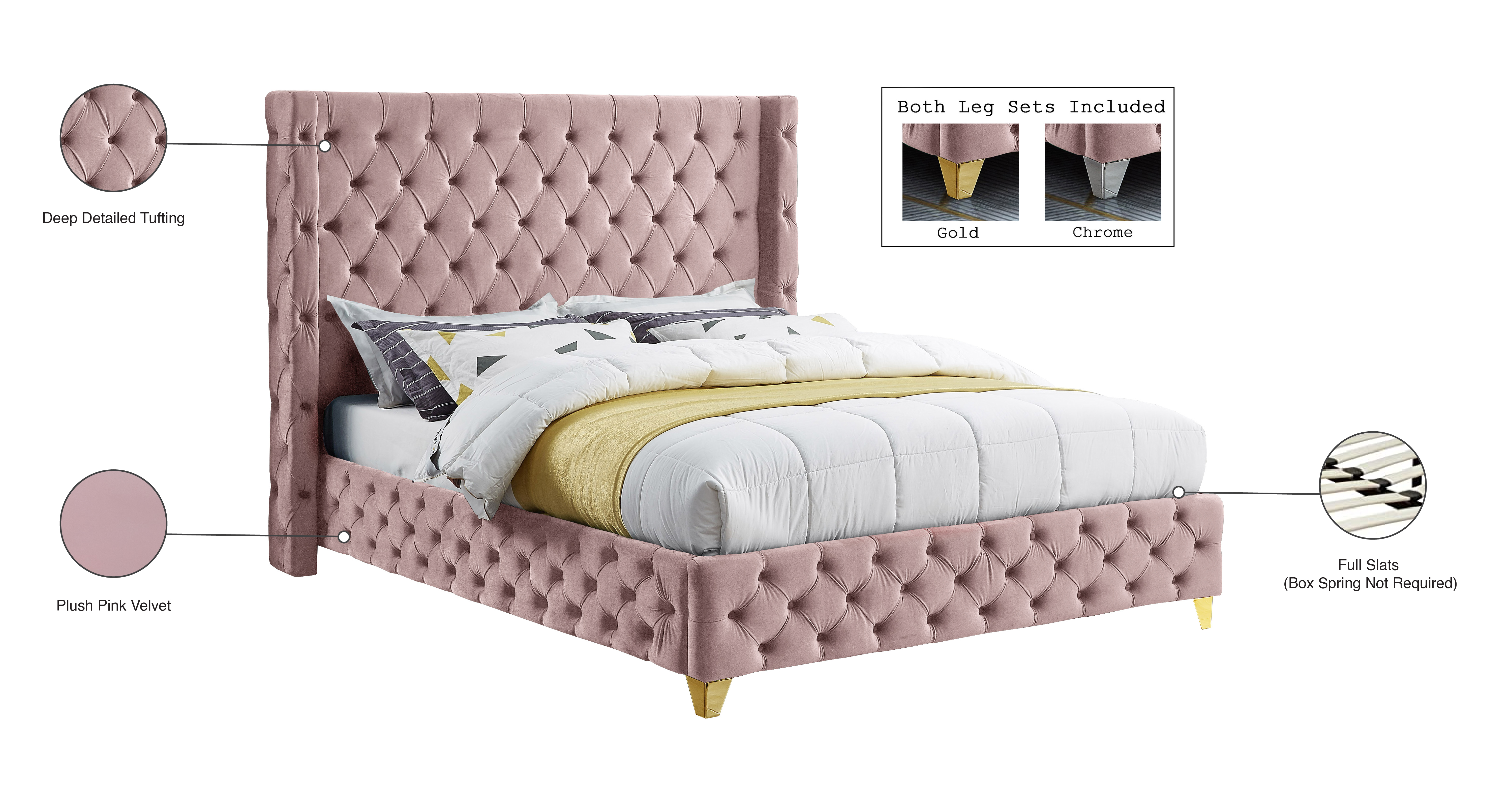 Savan Velvet King Size Bed