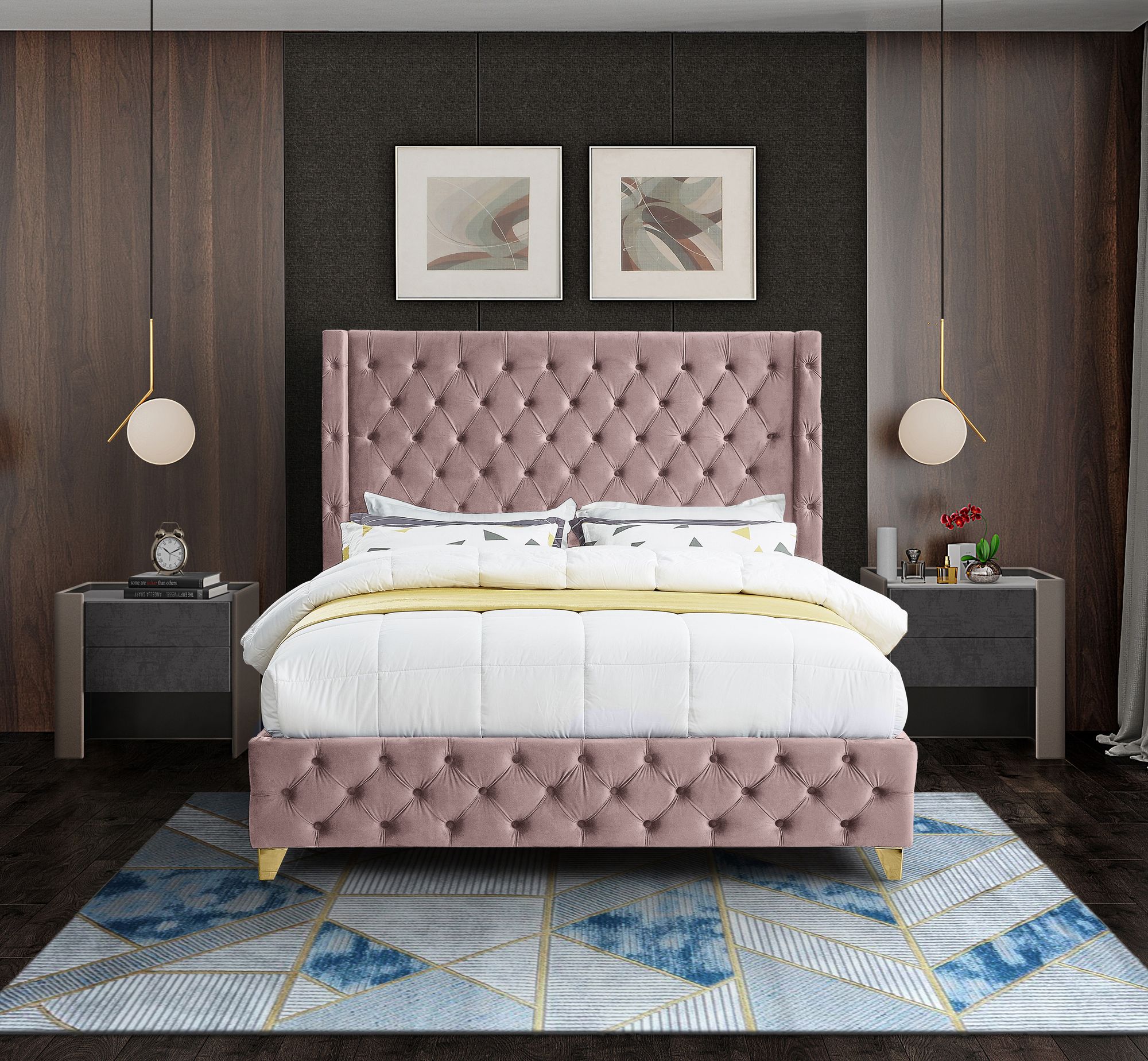 Savan Velvet Queen Size Bed
