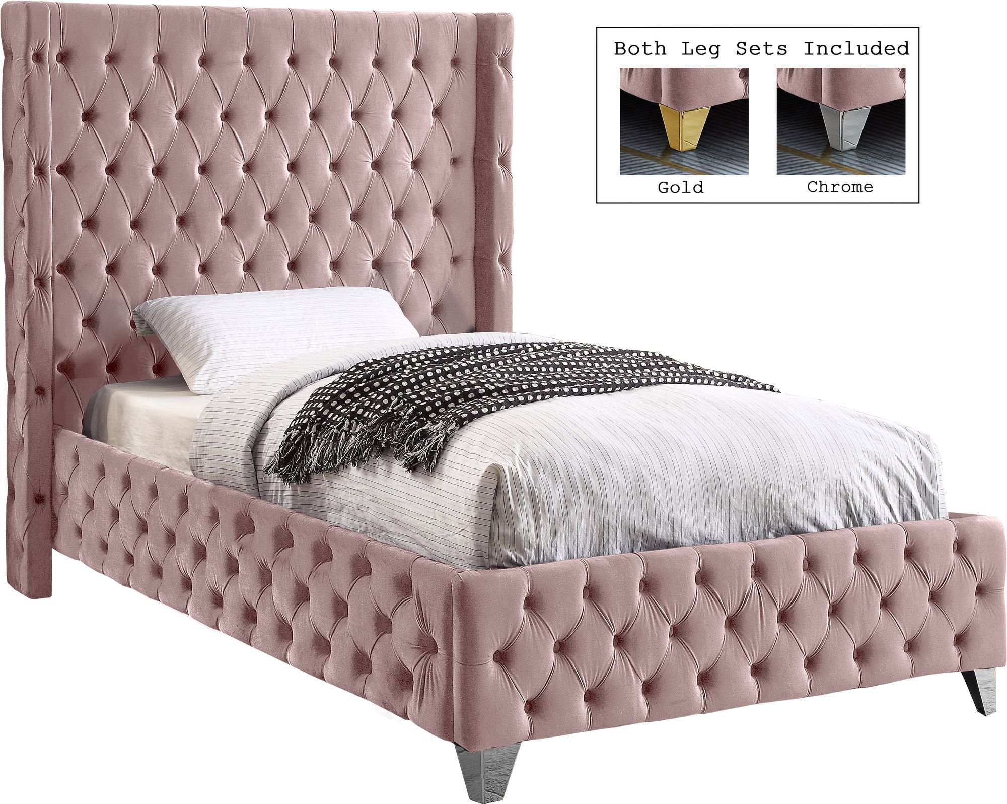Savan Velvet Twin Size Bed
