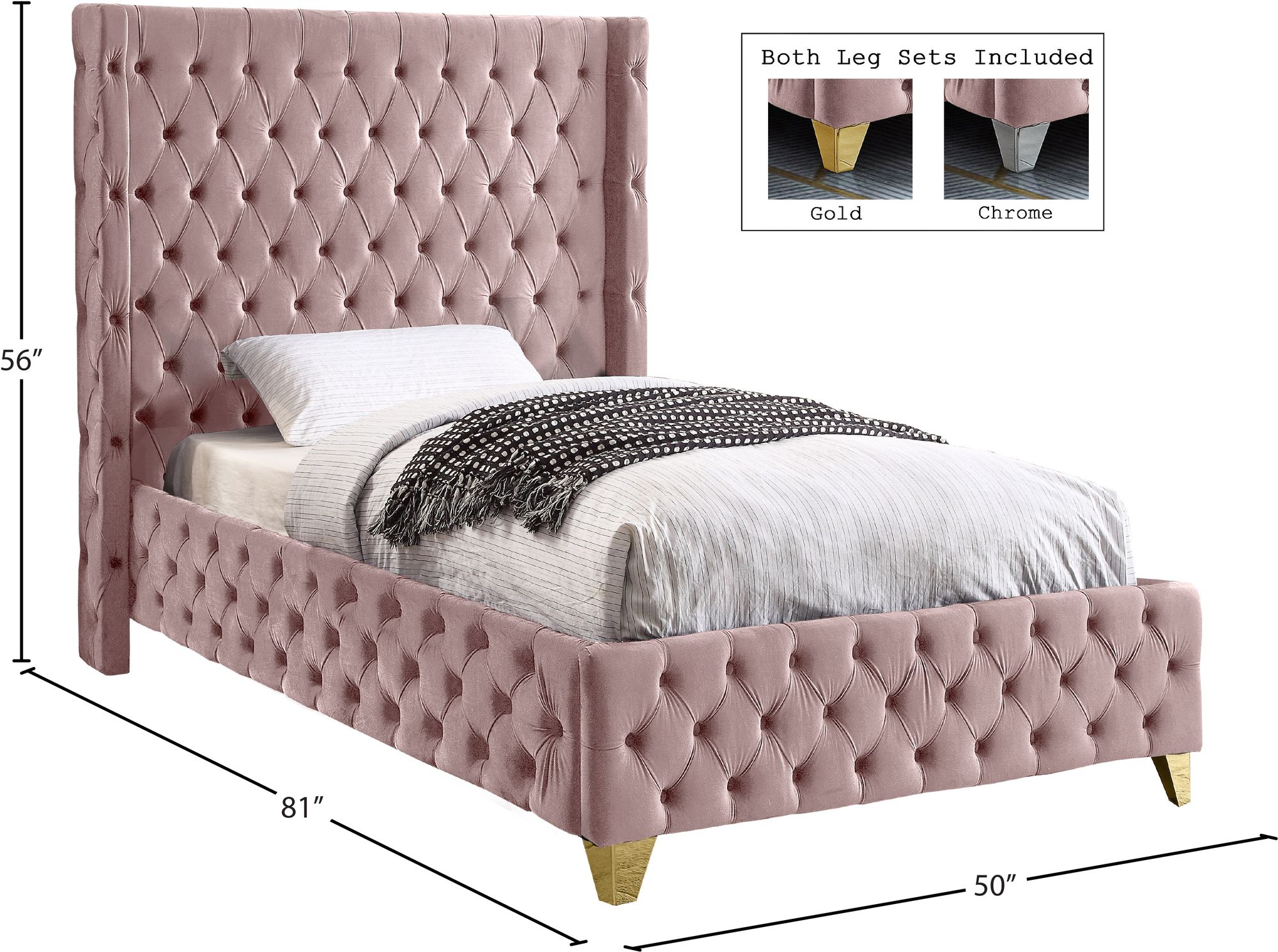 Savan Velvet Twin Size Bed