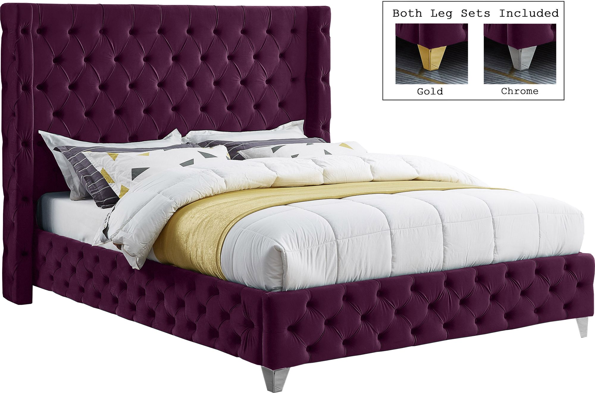 Savan Velvet Queen Size Bed
