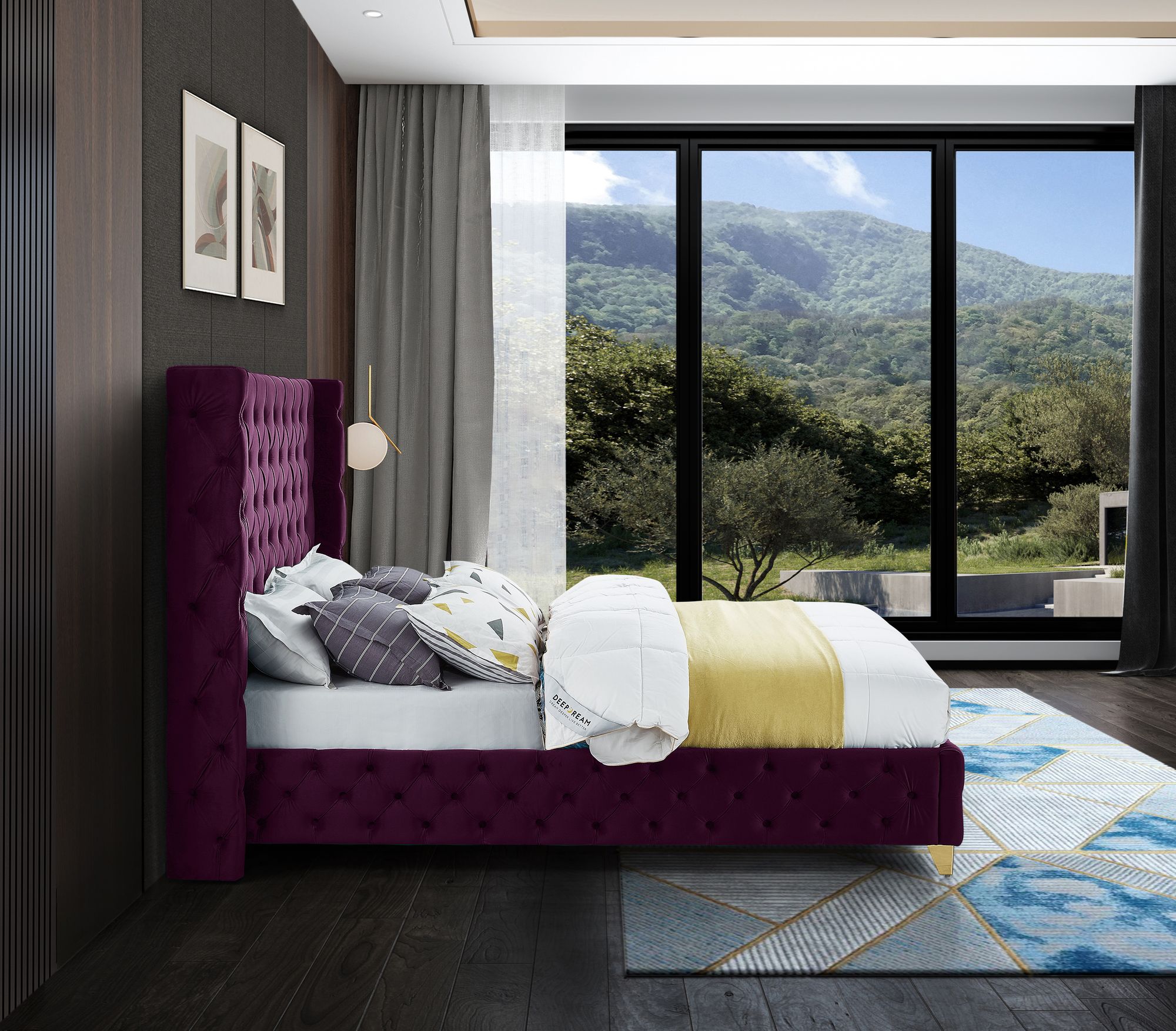 Savan Velvet Queen Size Bed