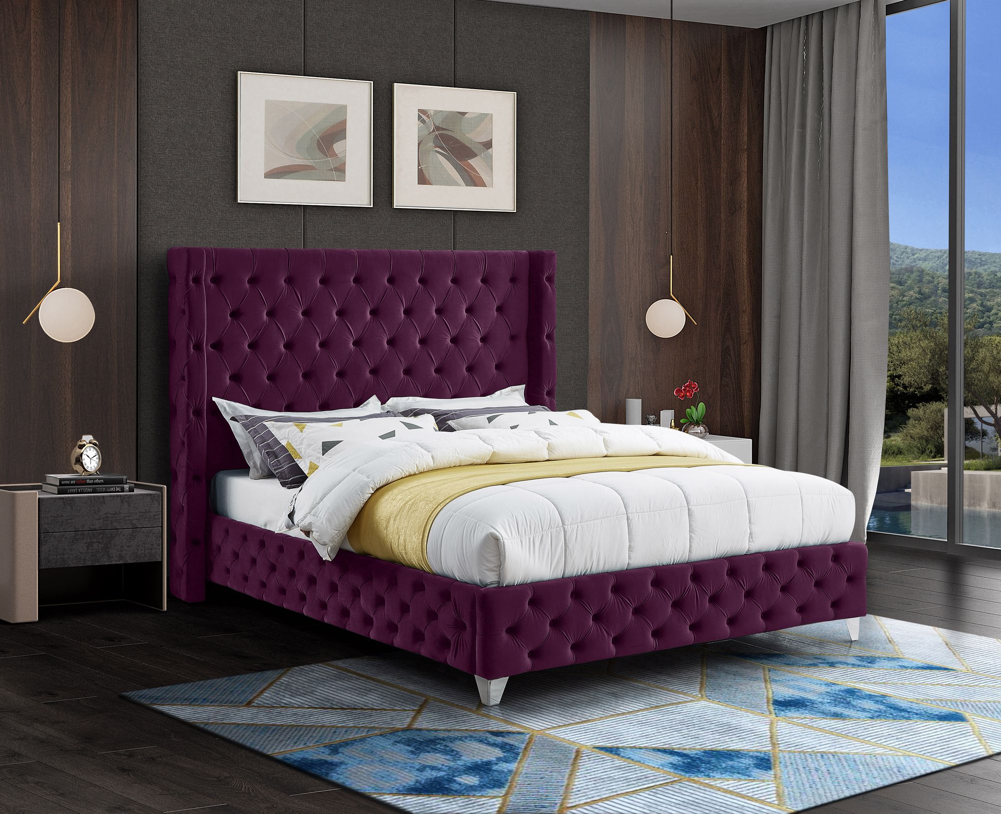 Savan Velvet Queen Size Bed