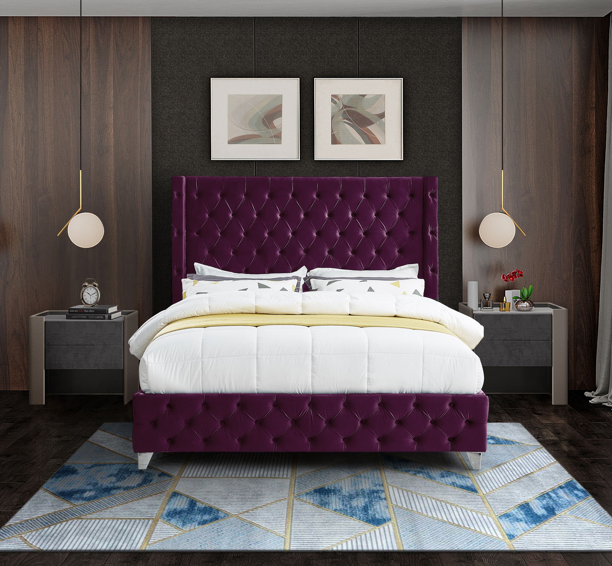 Savan Velvet Queen Size Bed