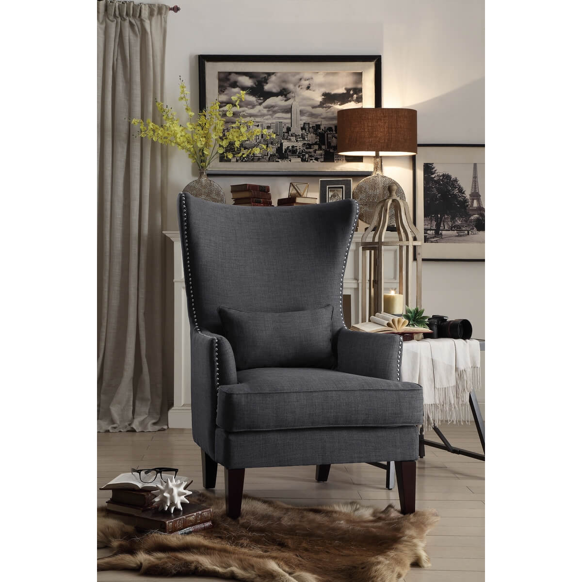 Avina Fabric Accent Chair w/ Kidney Pillow by Homelegance