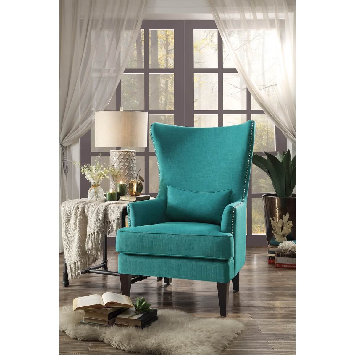 Avina Fabric Accent Chair w/ Kidney Pillow by Homelegance